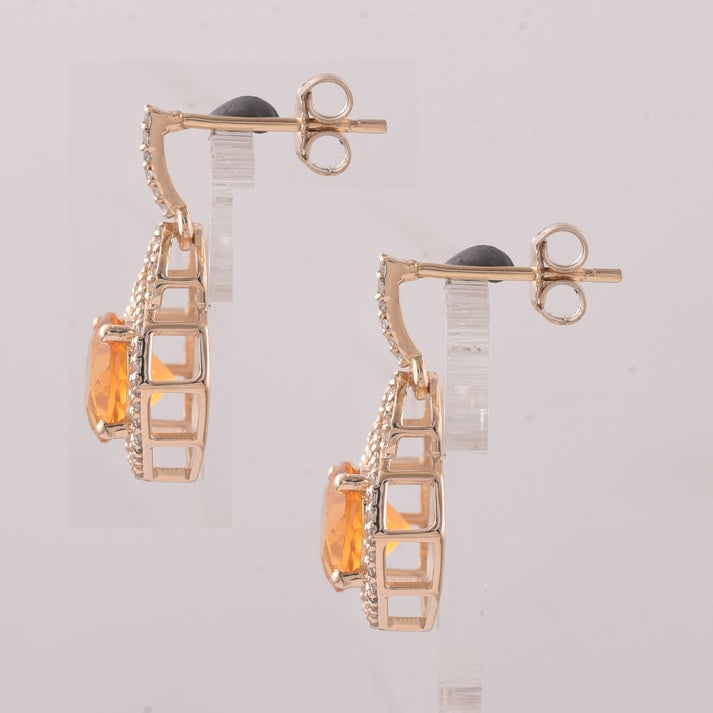 2.10 Ct Round Br.Opal 9K Gold Earrings - 3
