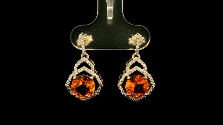 2.10 Ct Round Br.Opal 9K Gold Earrings - 4