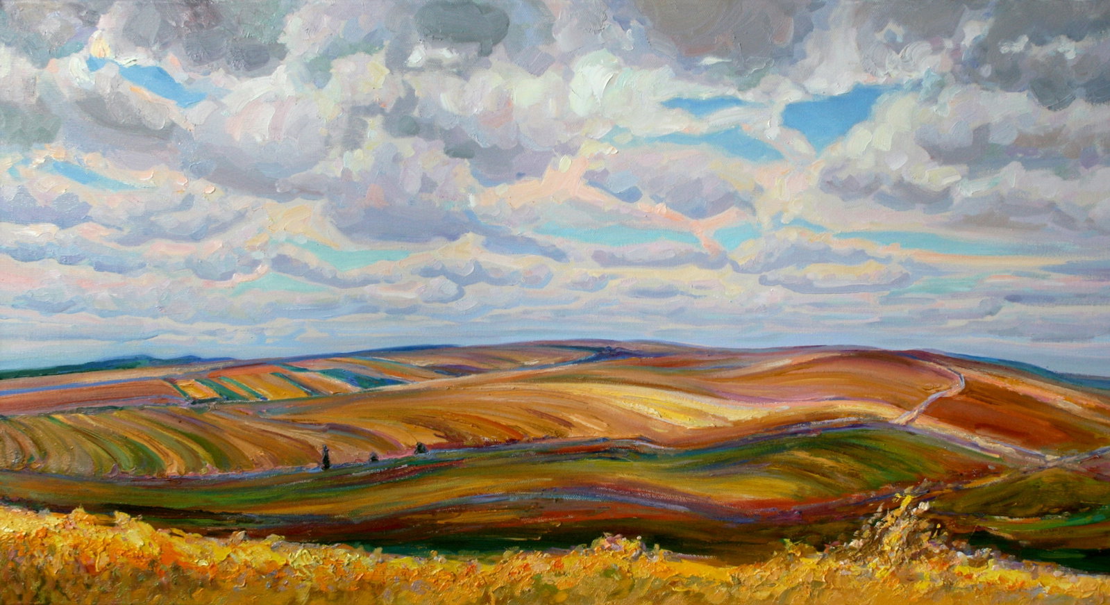 Oil painting Endless distances Leonid Pavlenko: 101PAVL Painter: Leonid Pavlenko Size: 60x110 cm/23.62x43.30 inches Components: oil, canvas Original painting CONDITION: excellent ARTIST: Born on April 23, 1970 in the village. Bondarivka, Zhytomyr