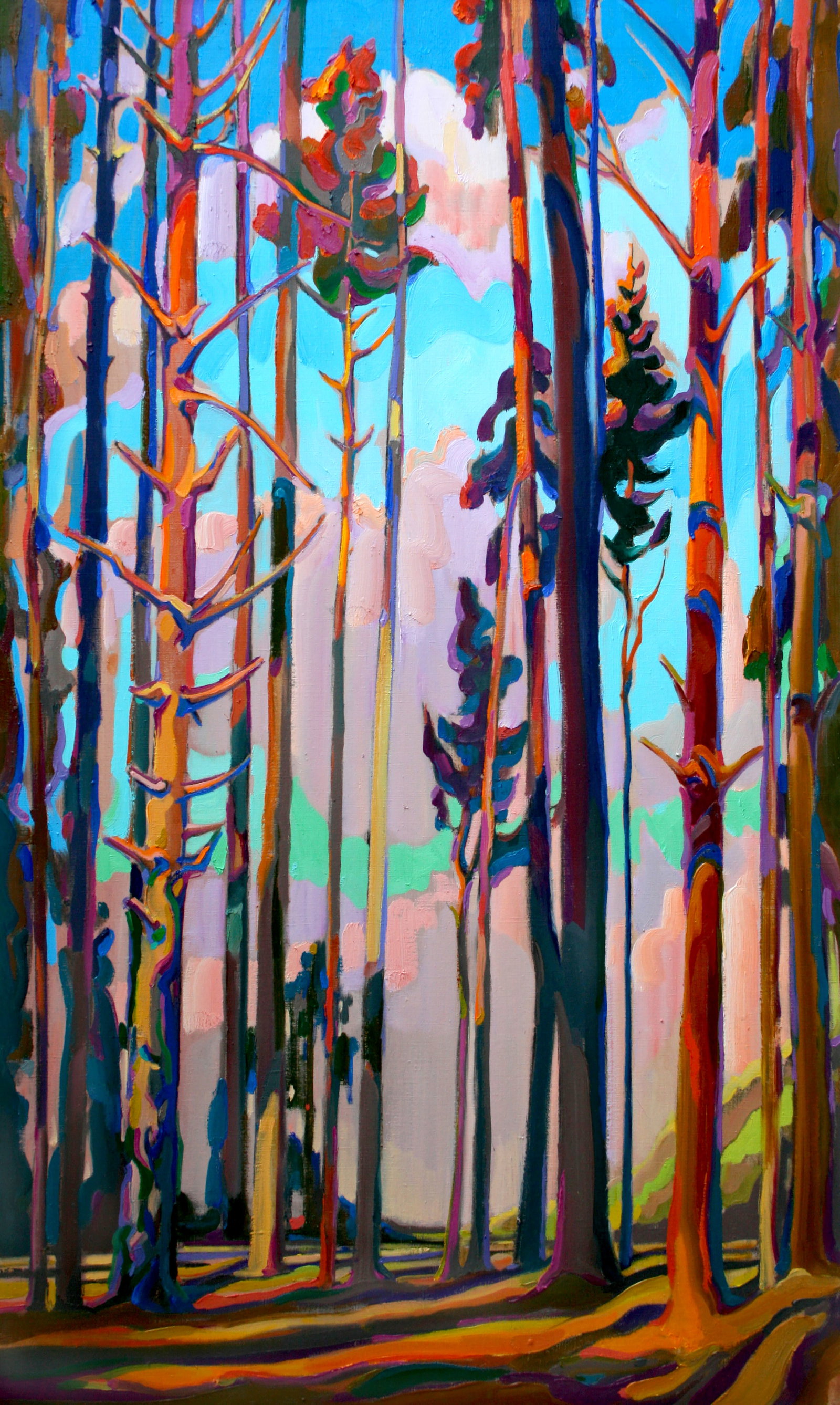 Oil painting Red pines Leonid Pavlenko: 108PAVL Painter: Leonid Pavlenko Size: 100x60 cm/39.37x23.62 inches Components: oil, canvas Original painting CONDITION: excellent ARTIST: Born on April 23, 1970 in the village. Bondarivka, Zhytomyr r