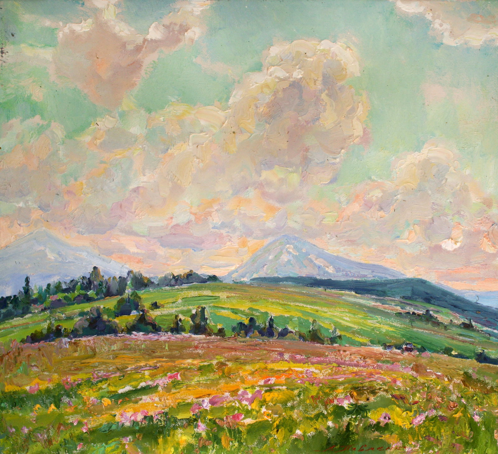 Oil painting Sunny day Leonid Pavlenko: 116PAVL Painter: Leonid Pavlenko Size: 55x60 cm/21.65x23.62 inches Components: oil, canvas Original painting CONDITION: excellent ARTIST: Born on April 23, 1970 in the village. Bondarivka, Zhytomyr re