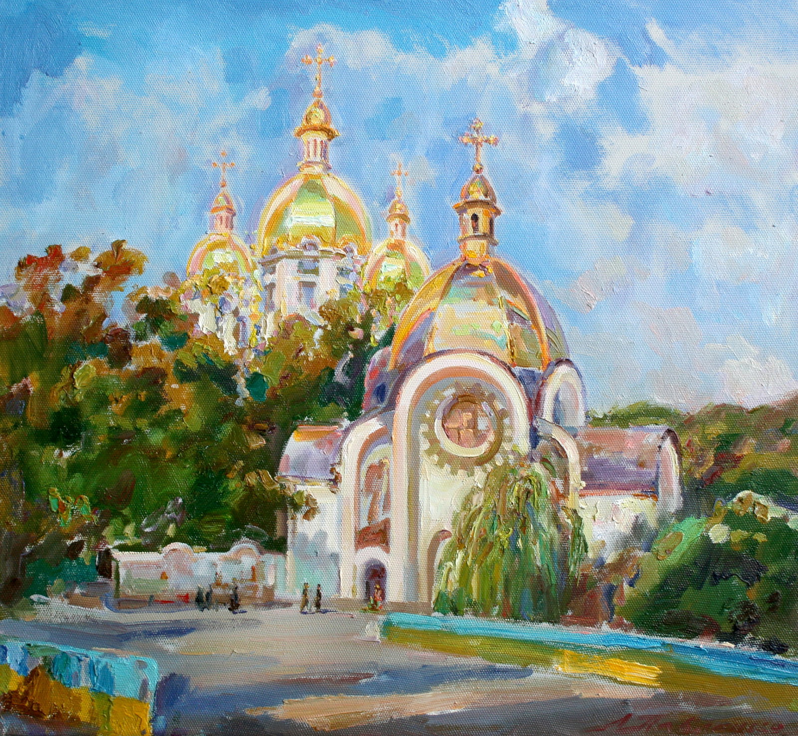 Oil painting Church in the city Leonid Pavlenko: 121PAVL Painter: Leonid Pavlenko Size: 50x60 cm/19.68x23.62 inches Components: oil, canvas Original painting CONDITION: excellent ARTIST: Born on April 23, 1970 in the village. Bondarivka, Zhytomyr re