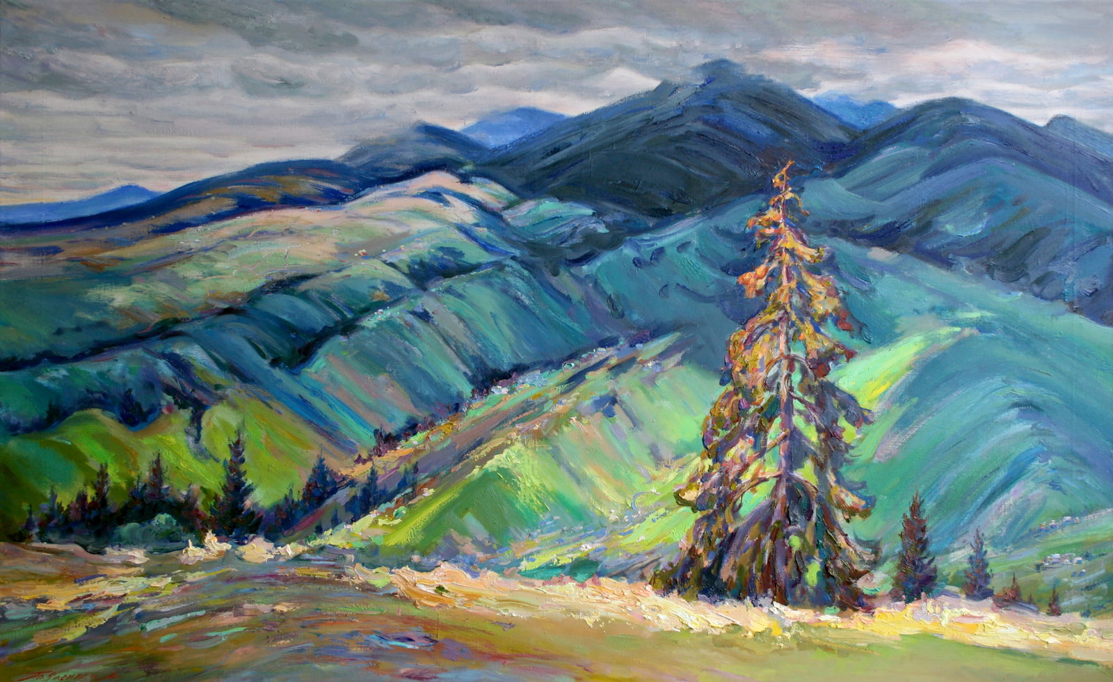 Oil painting Black Mountain Leonid Pavlenko: 122PAVL Painter: Leonid Pavlenko Size: 80x130 cm/31.49x51.18 inches Components: oil, canvas Original painting CONDITION: excellent ARTIST: Born on April 23, 1970 in the village. Bondarivka, Zhytomyr r