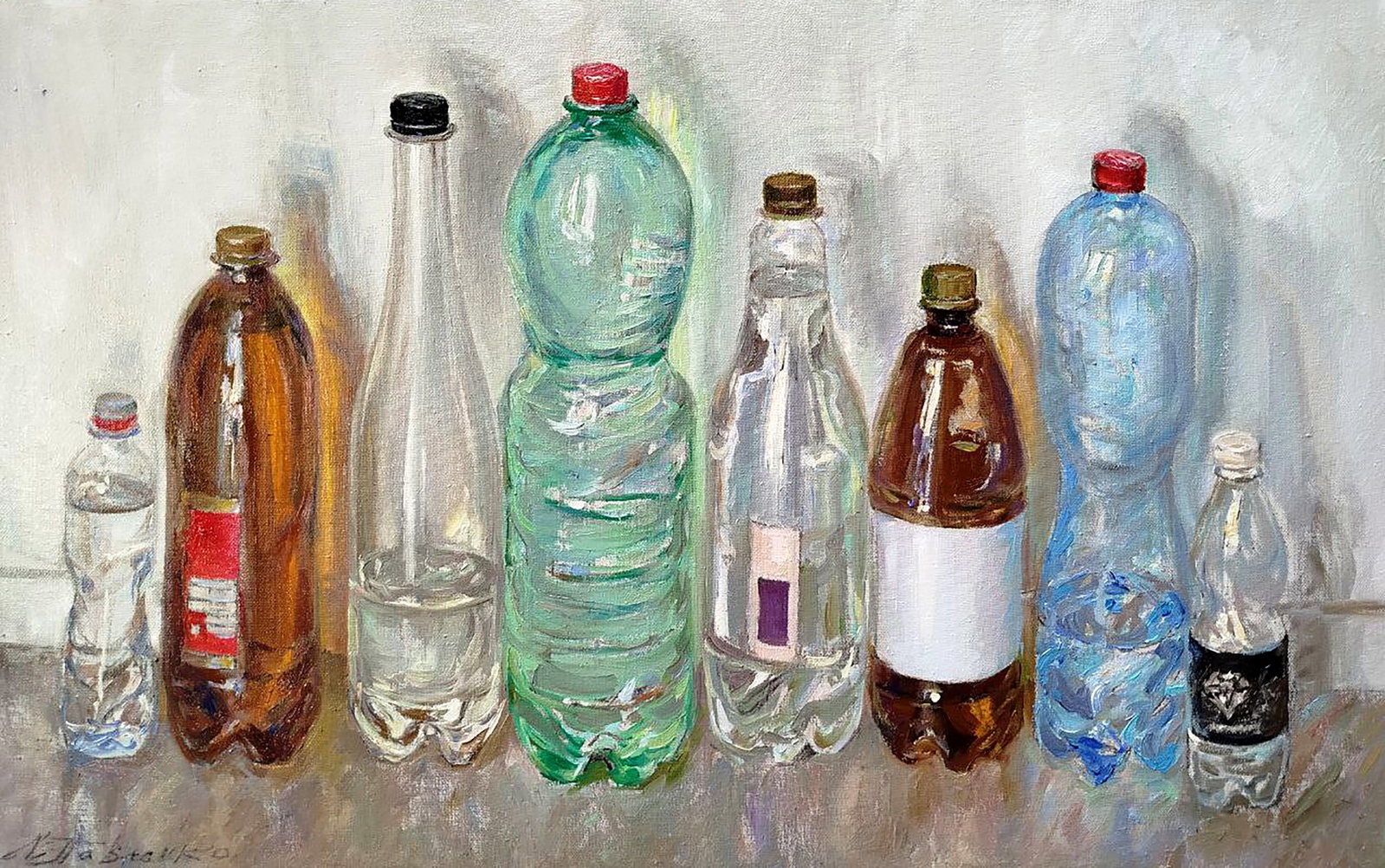 Oil painting Drinking water, beer, moonshine Leonid Pavlenko: 125PAVL Painter: Leonid Pavlenko Size: 50x80 cm/19.68x31.49 inches Components: oil, canvas Original painting CONDITION: excellent ARTIST: Born on April 23, 1970 in the village. Bondarivka, Zhytomyr re