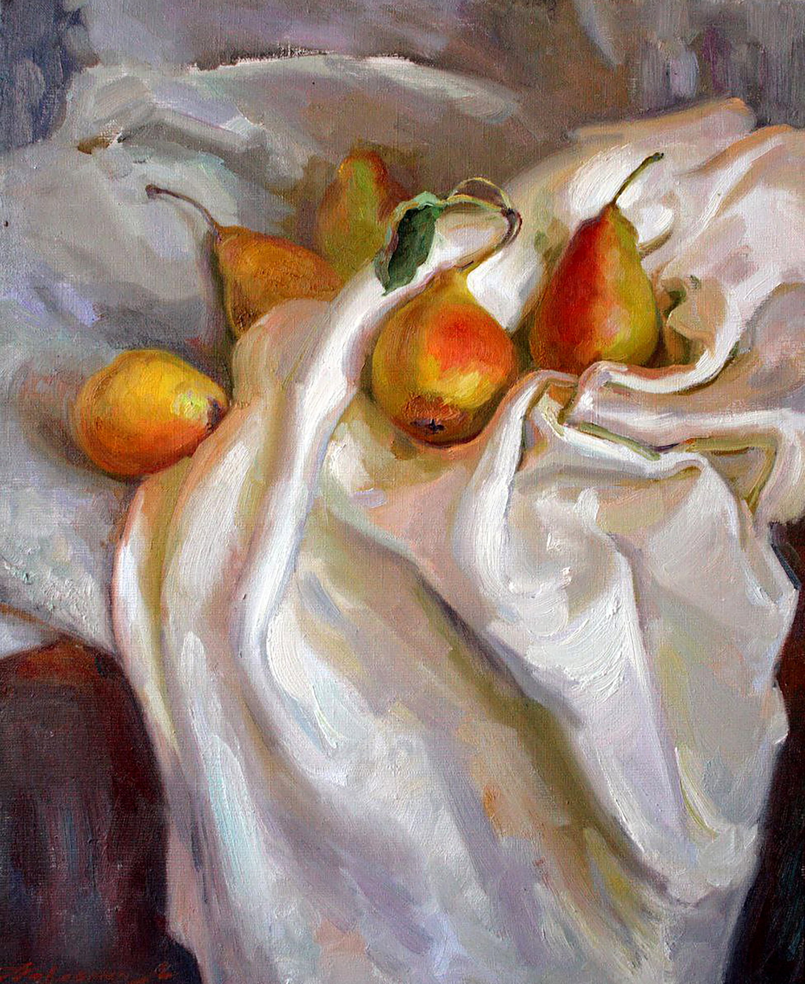 Oil painting Grandma's pears Leonid Pavlenko: 128PAVL Painter: Leonid Pavlenko Size: 60x50 cm/23.62x19.68 inches Components: oil, canvas Original painting CONDITION: excellent ARTIST: Born on April 23, 1970 in the village. Bondarivka, Zhytomyr re