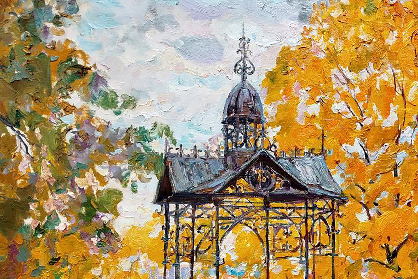 Oil painting Autumn and Gazebo Leonid Pavlenko - 2