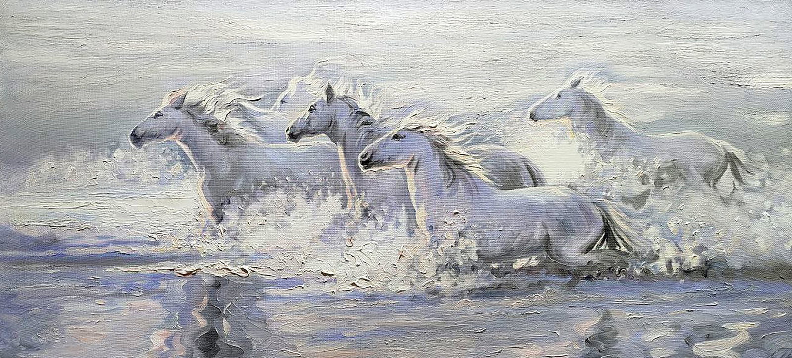 Oil painting Morning jogging Leonid Pavlenko: 143PAVL Painter: Leonid Pavlenko Size: 68x148 cm/26.77x58.26 inches Components: oil, canvas Original painting CONDITION: excellent ARTIST: Born on April 23, 1970 in the village. Bondarivka, Zhytomyr