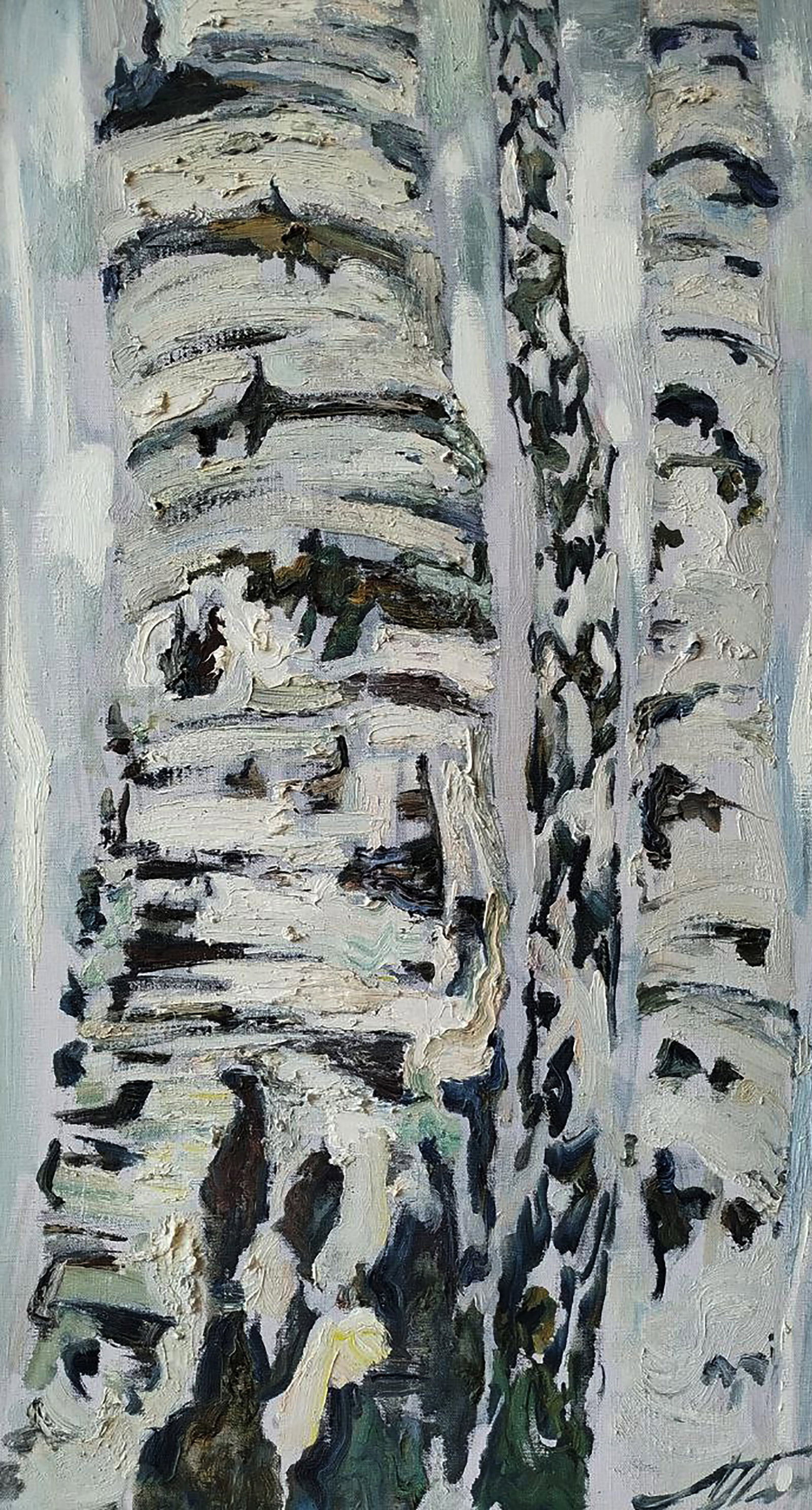 Oil painting White birches Leonid Pavlenko: 144PAVL Painter: Leonid Pavlenko Size: 90x50 cm/35.43x19.68 inches Components: oil, canvas Original painting CONDITION: excellent ARTIST: Born on April 23, 1970 in the village. Bondarivka, Zhytomyr re