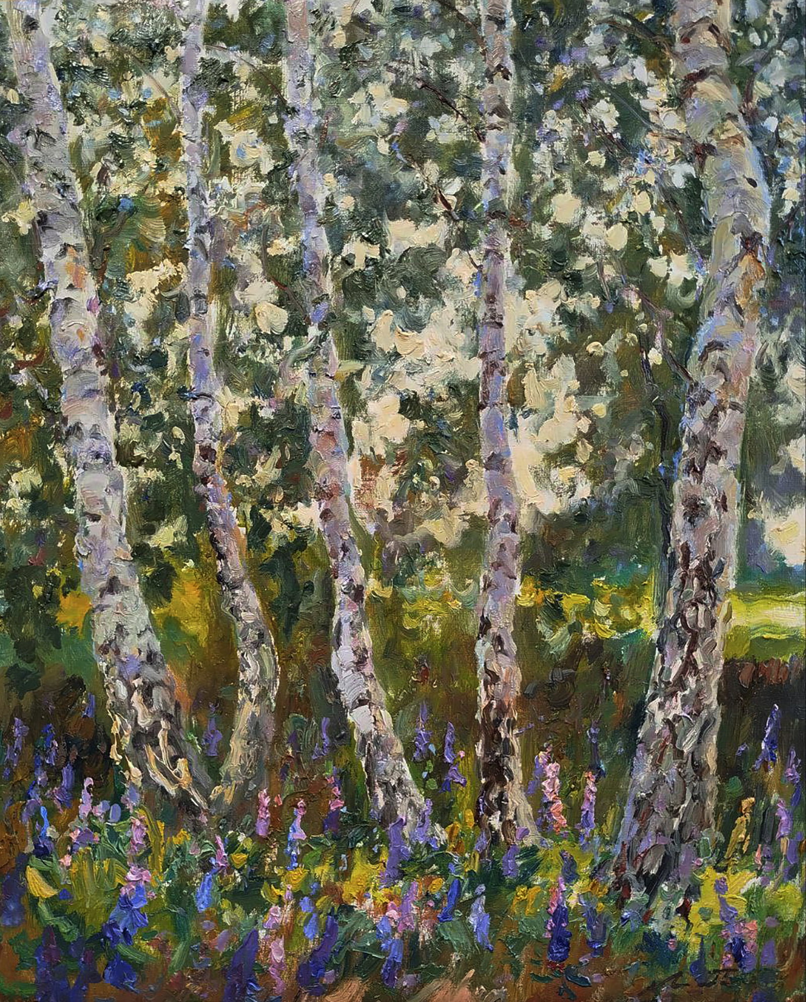 Oil painting Lupine is blooming Leonid Pavlenko: 145PAVL Painter: Leonid Pavlenko Size: 55x45 cm/21.65x17.71 inches Components: oil, canvas Original painting CONDITION: excellent ARTIST: Born on April 23, 1970 in the village. Bondarivka, Zhytomyr re