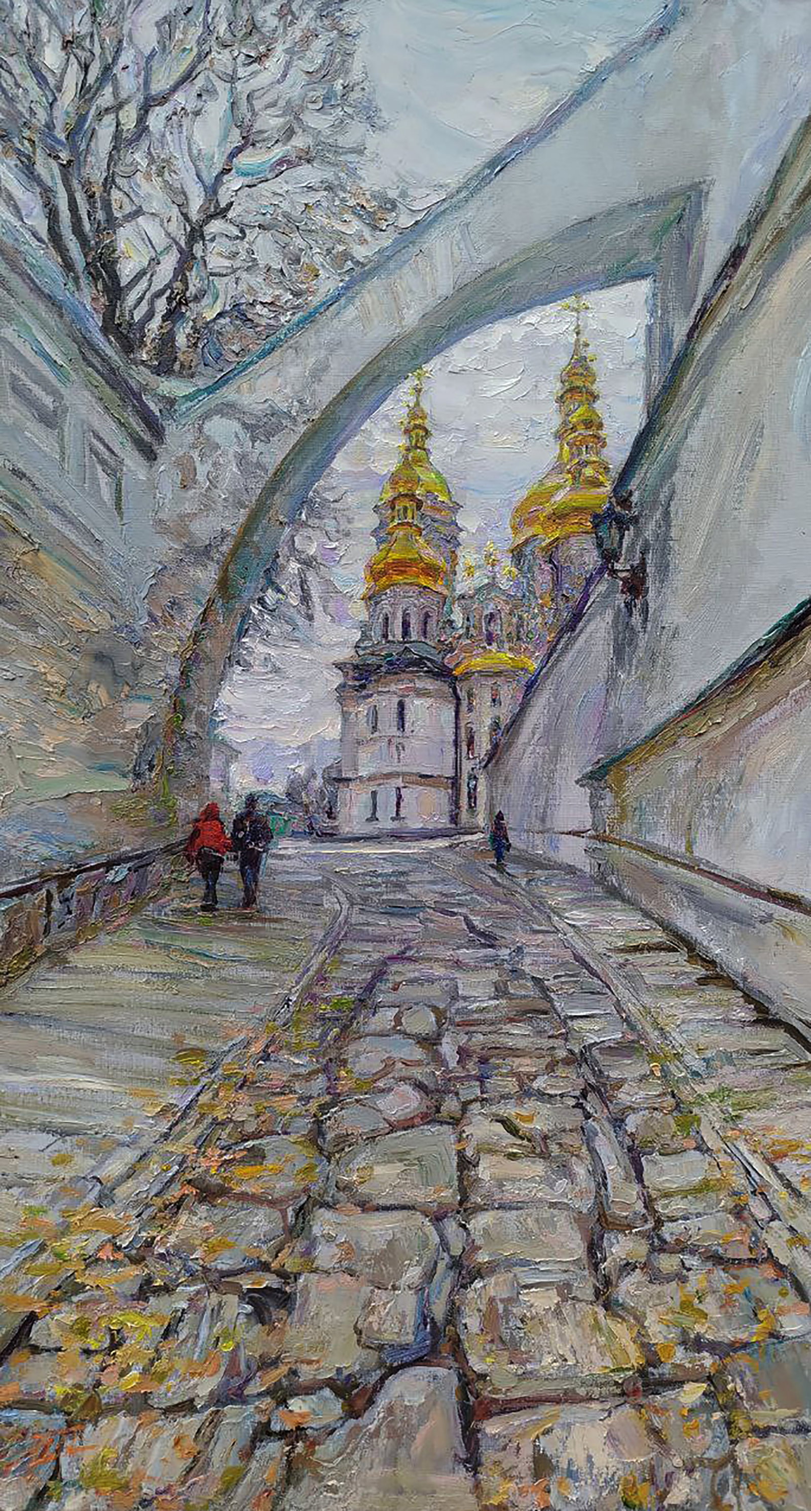 Oil painting The road to the cathedral Leonid Pavlenko: 149PAVL Painter: Leonid Pavlenko Size: 90x50 cm/35.43x19.68 inches Components: oil, canvas Original painting CONDITION: excellent ARTIST: Born on April 23, 1970 in the village. Bondarivka, Zhytomyr re