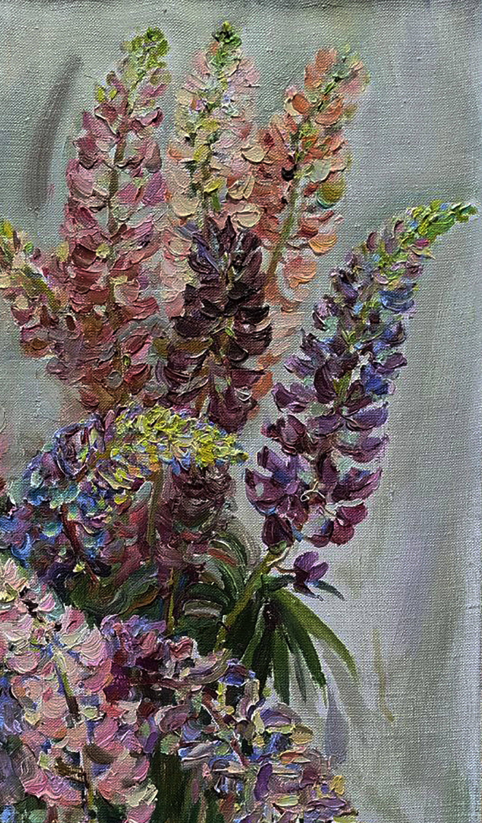 Oil painting Lupine on a light background Leonid Pavlenko - 3
