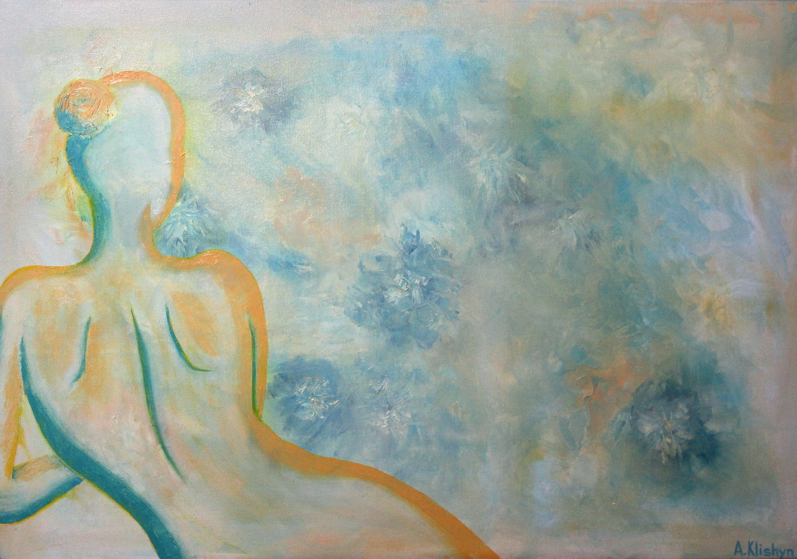 Oil painting Space clouds Andriy Klishyn: 9KLISH Painter: Andriy Klishyn Size: 70x100 cm/27.55x39.37 inches Components: oil, canvas Original painting CONDITION: excellent ARTIST: Born on February 27, 1958 in the city of Kirovabad, Republic of