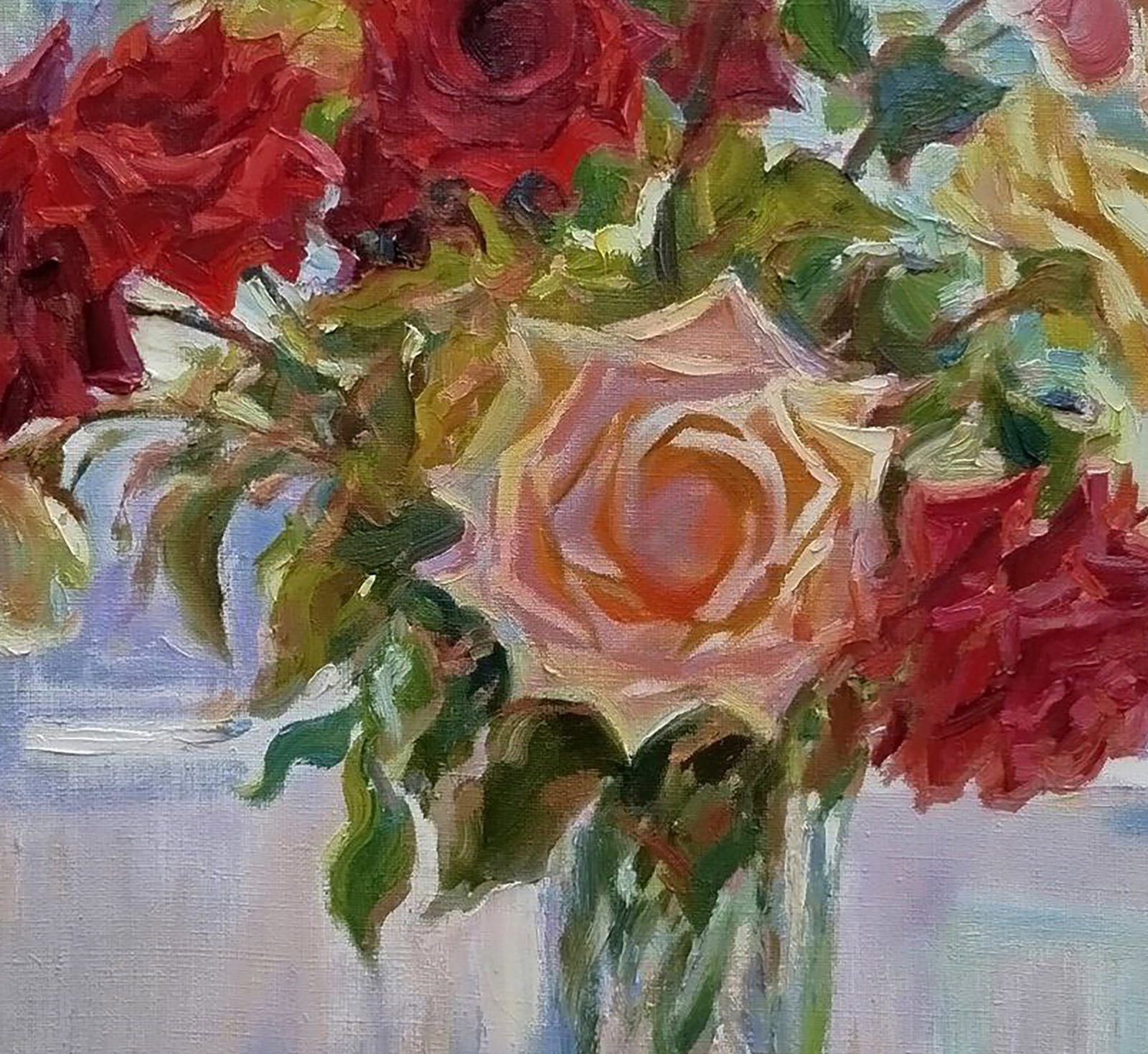 Oil painting A bouquet of roses on the windowsill Leonid Pavlenko - 6