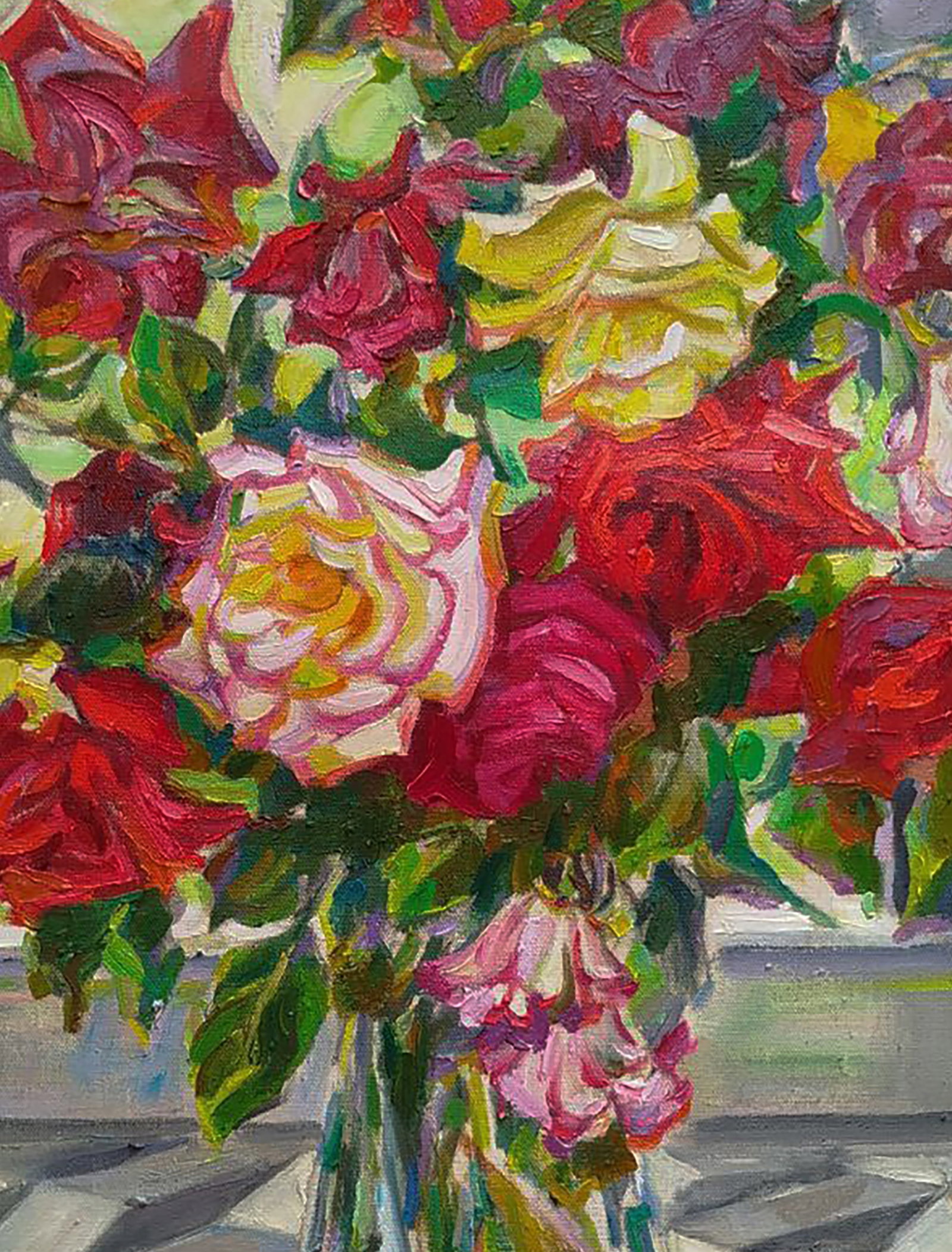 Oil painting A bouquet of roses on the balcony Leonid Pavlenko - 6