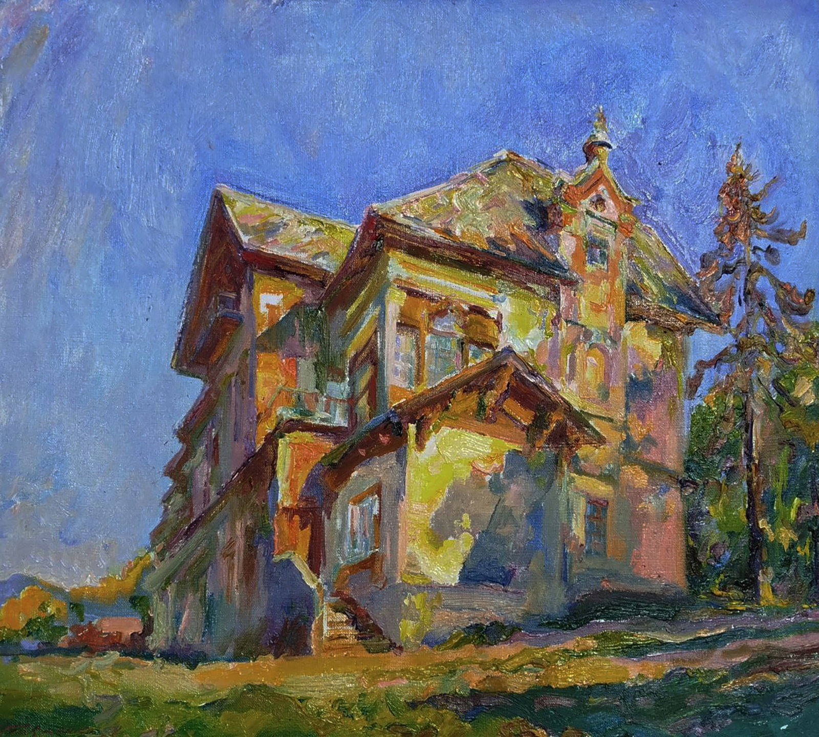 Oil painting East side of the house Leonid Pavlenko: 173PAVL Painter: Leonid Pavlenko Size: 45x50 cm/17.71x19.68 inches Components: oil, canvas Original painting CONDITION: excellent ARTIST: Born on April 23, 1970 in the village. Bondarivka, Zhytomyr re
