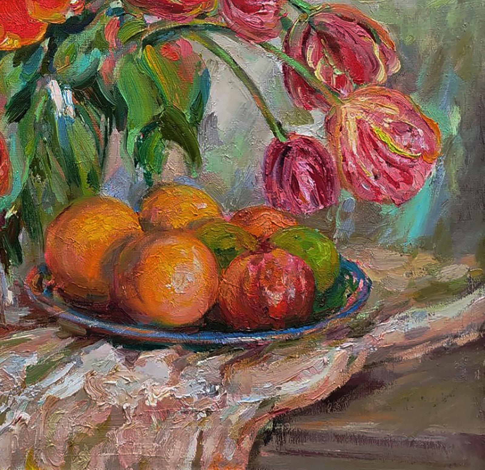 Oil painting Fruits with tulips Leonid Pavlenko - 2