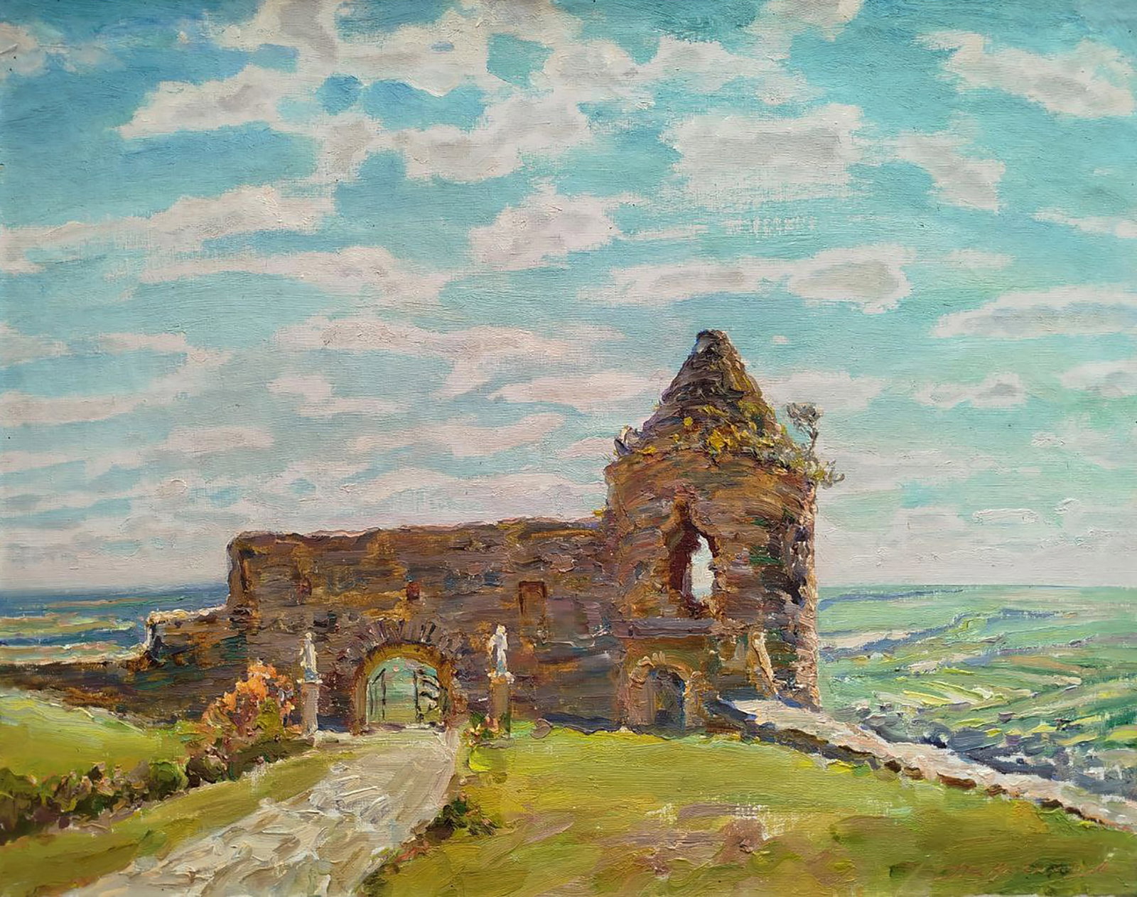Oil painting Castle ruins Leonid Pavlenko: 192PAVL Painter: Leonid Pavlenko Size: 55x70 cm/21.65x27.55 inches Components: oil, canvas Original painting CONDITION: excellent ARTIST: Born on April 23, 1970 in the village. Bondarivka, Zhytomyr re