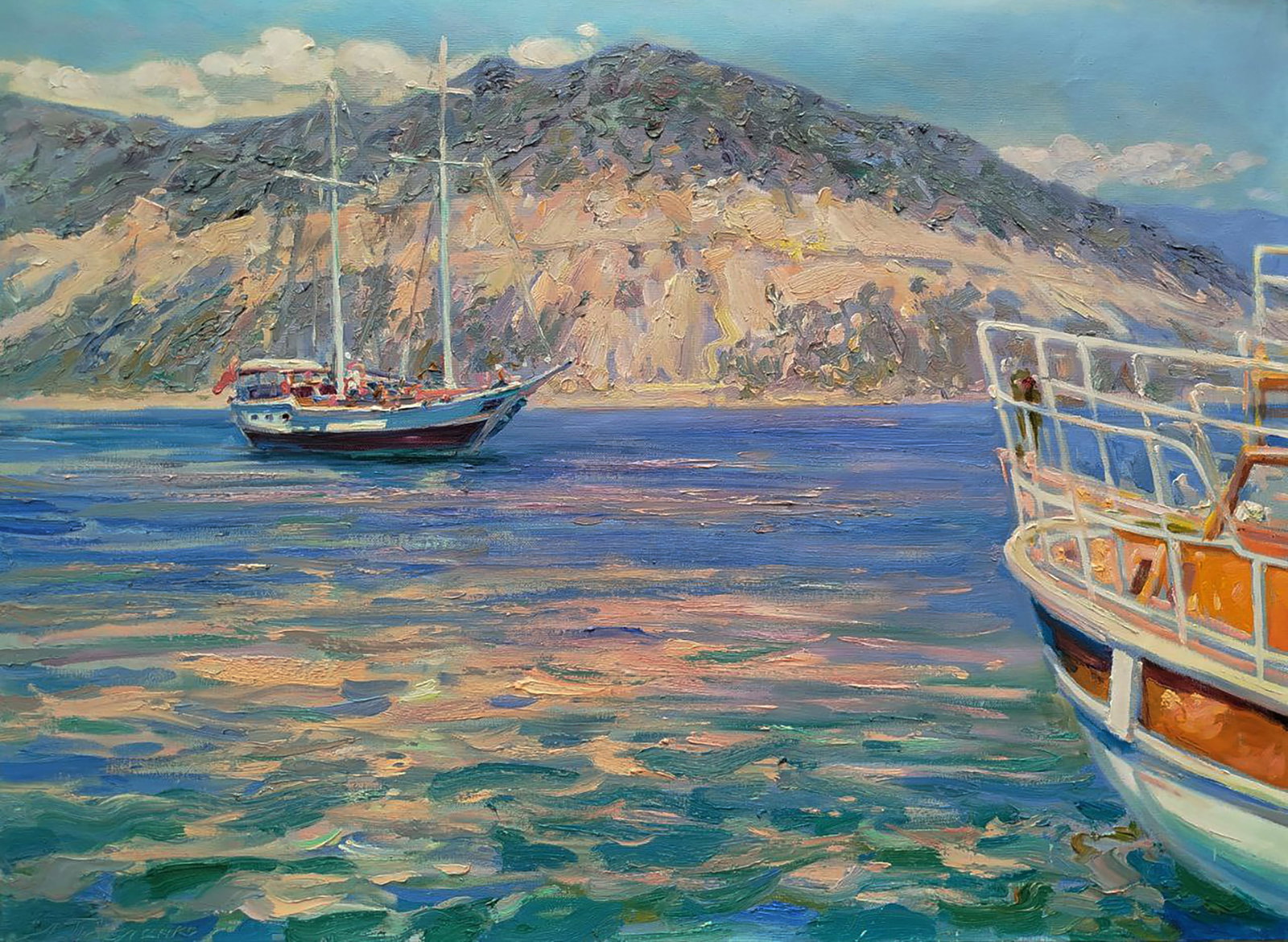 Oil painting Near the sunny beach Leonid Pavlenko: 198PAVL Painter: Leonid Pavlenko Size: 60x80 cm/23.62x31.49 inches Components: oil, canvas Original painting CONDITION: excellent ARTIST: Born on April 23, 1970 in the village. Bondarivka, Zhytomyr re