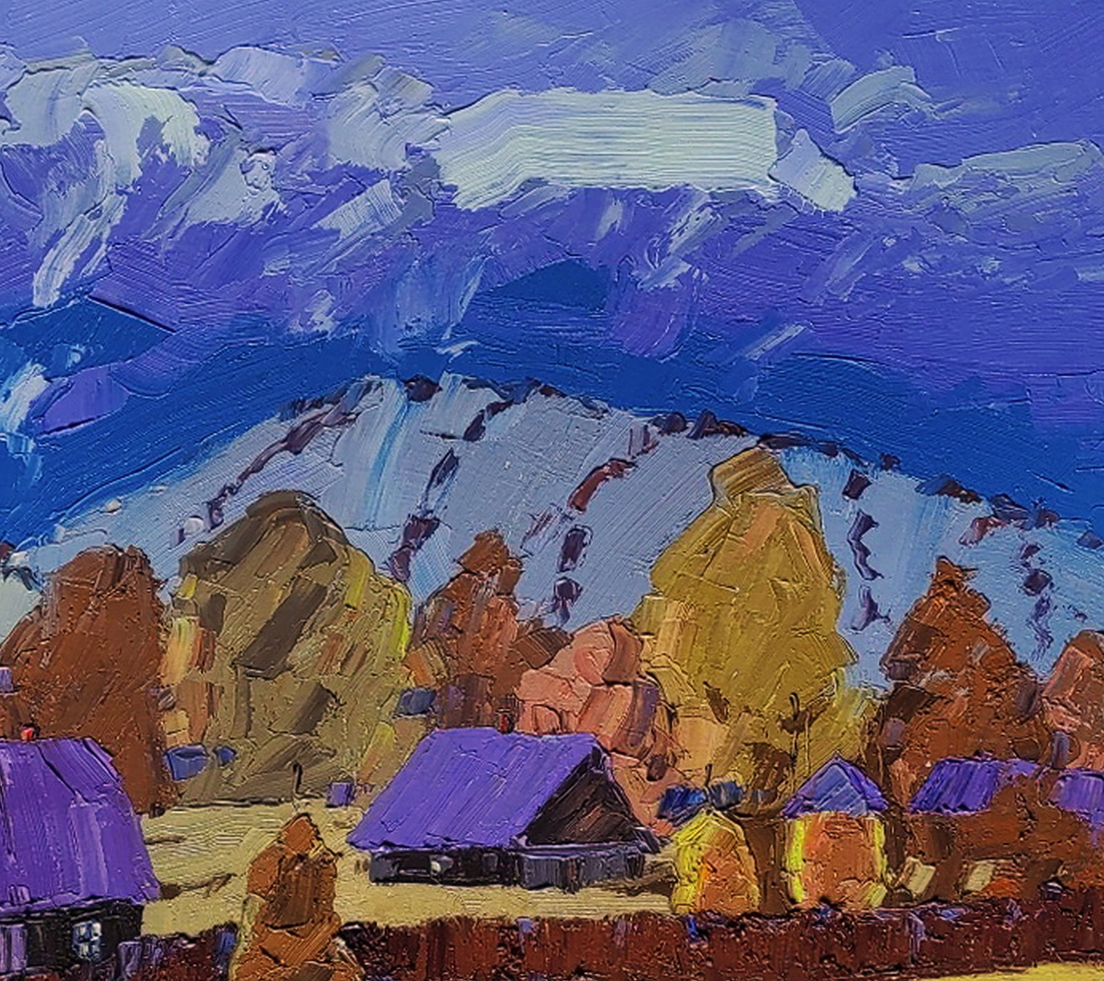 Oil painting Cozy autumn village Yaroslav Savchyn - 3