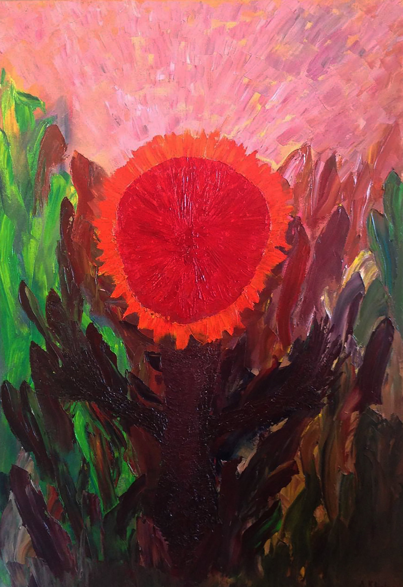 Oil painting Red flower Andriy Klishyn (1 of 5)