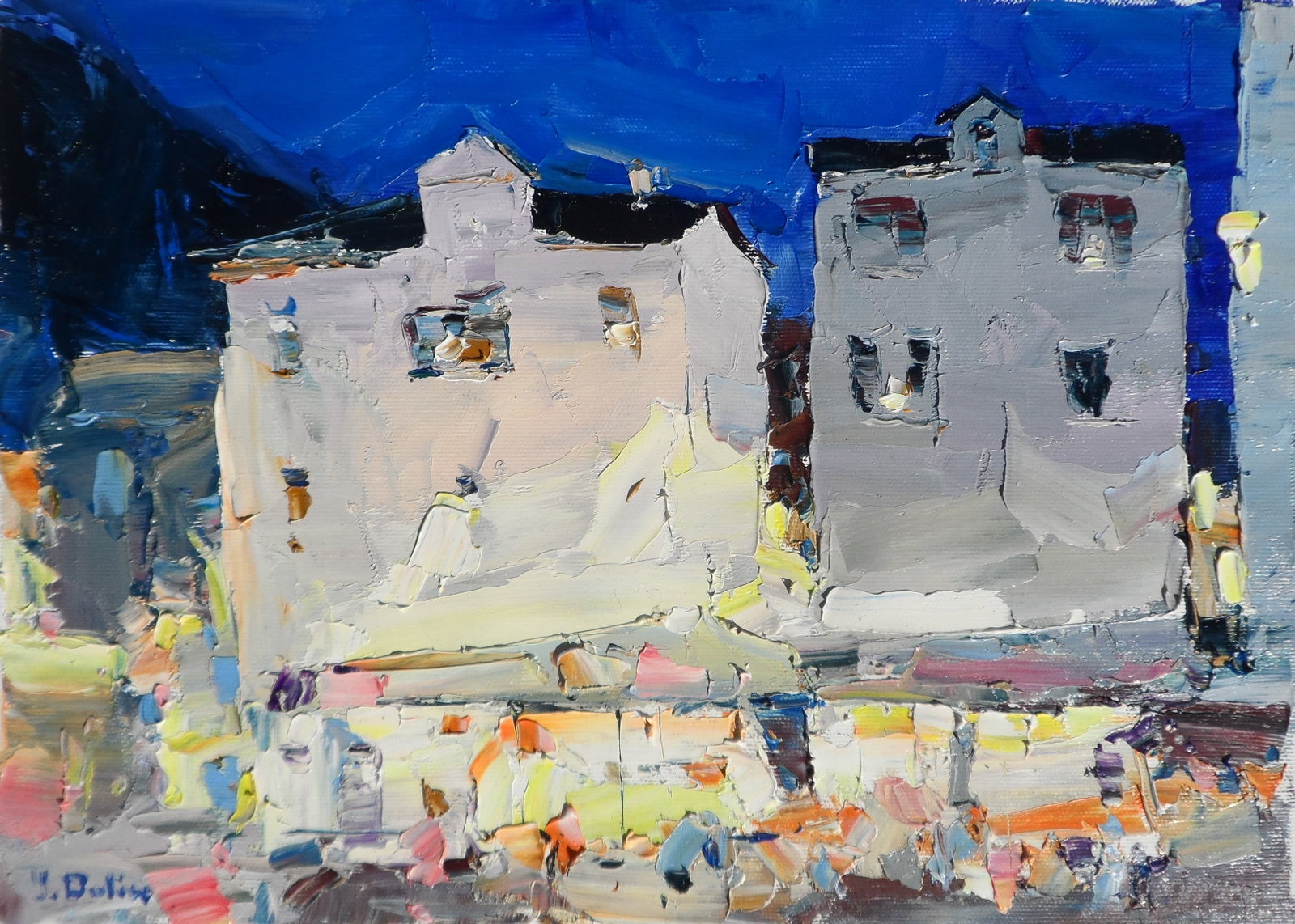 Oil painting Evening cafe in City Yegor Dulin: 5DUL Painter: Yegor Dulin Size: 25?35 cm/9.84x13.77 inches Components: oil, canvas Original painting CONDITION: excellent ARTIST: Dulin Yegor Volodymyrovych was born on May 9, 1985 in the city of