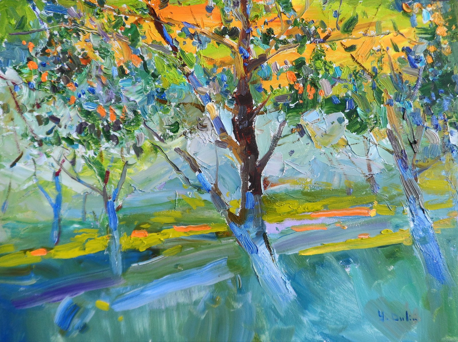 Oil painting Gardens in the Park Yegor Dulin: 7DUL Painter: Yegor Dulin Size: 30?40 cm/11.81x15.74 inches Components: oil, canvas Original painting CONDITION: excellent ARTIST: Dulin Yegor Volodymyrovych was born on May 9, 1985 in the city of Lys