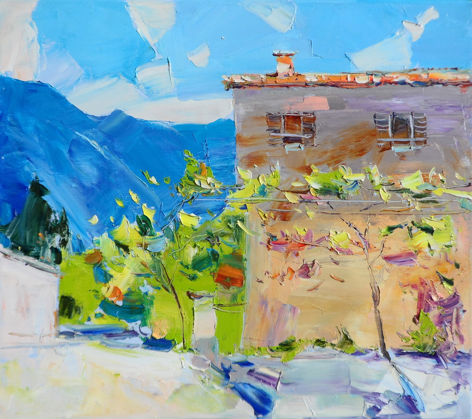 Oil painting Sunny Day in a Coastal City Yegor Dulin: 17DUL Painter: Yegor Dulin Size: 40?45 cm/15.74x17.71 inches Components: oil, canvas Original painting CONDITION: excellent ARTIST: Dulin Yegor Volodymyrovych was born on May 9, 1985 in the city of