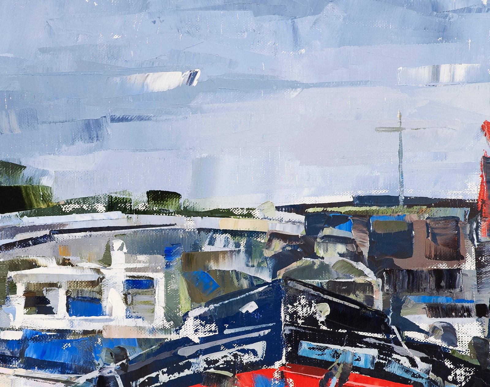 Oil painting Boats and bridge Volodymyr Gluhomanyuk - 5