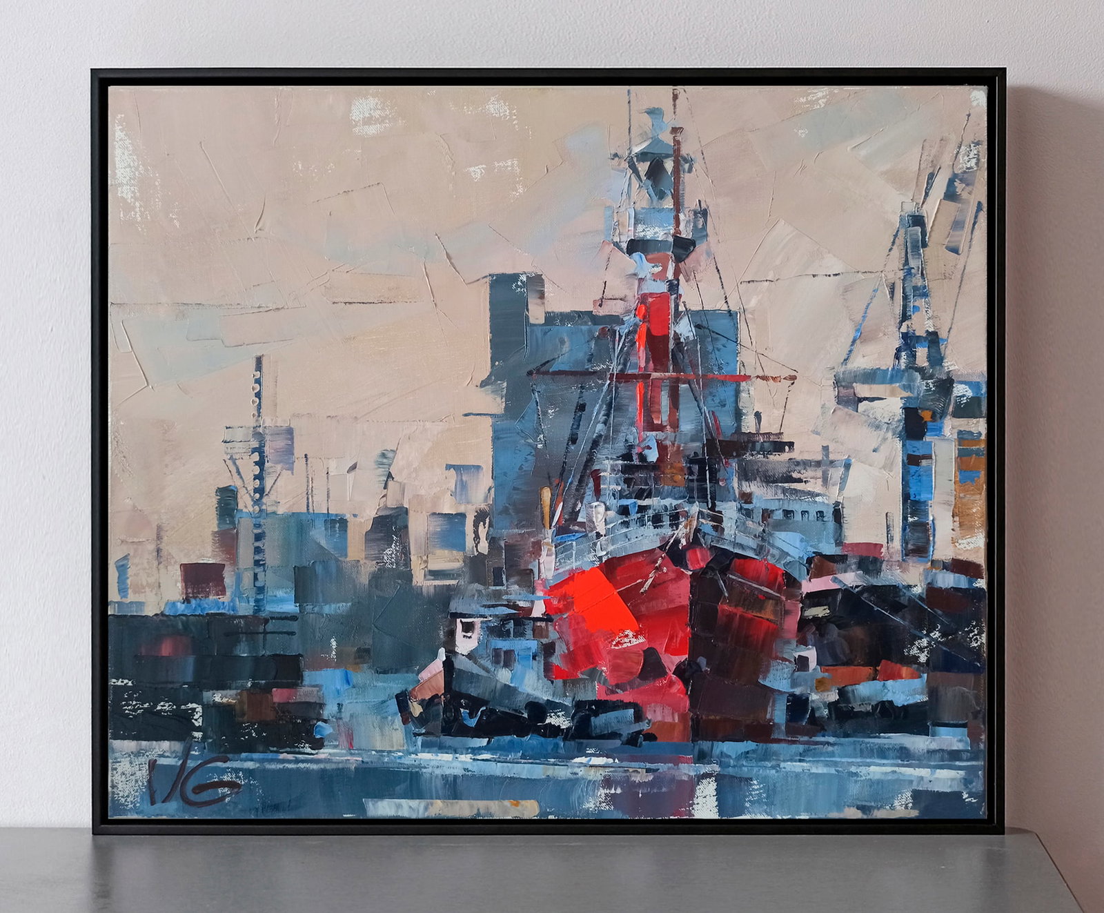 Oil painting Lighthouse ship return Volodymyr Gluhomanyuk - 2