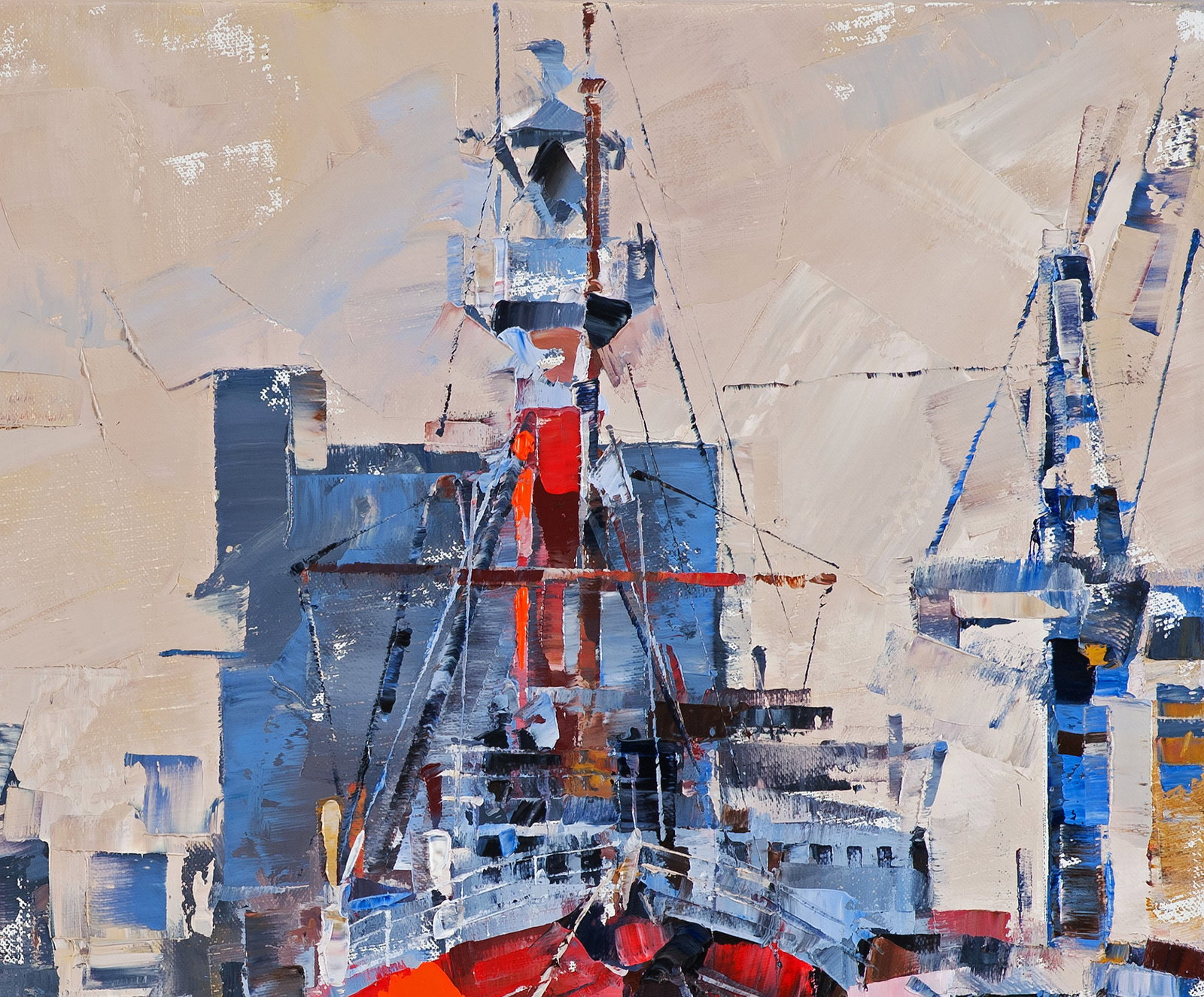 Oil painting Lighthouse ship return Volodymyr Gluhomanyuk - 6