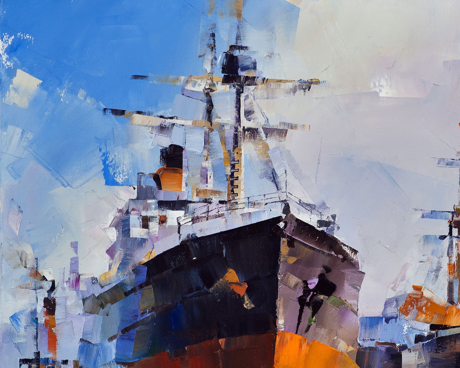 Oil painting Ships at the old lighthouse Volodymyr Gluhomanyuk - 5