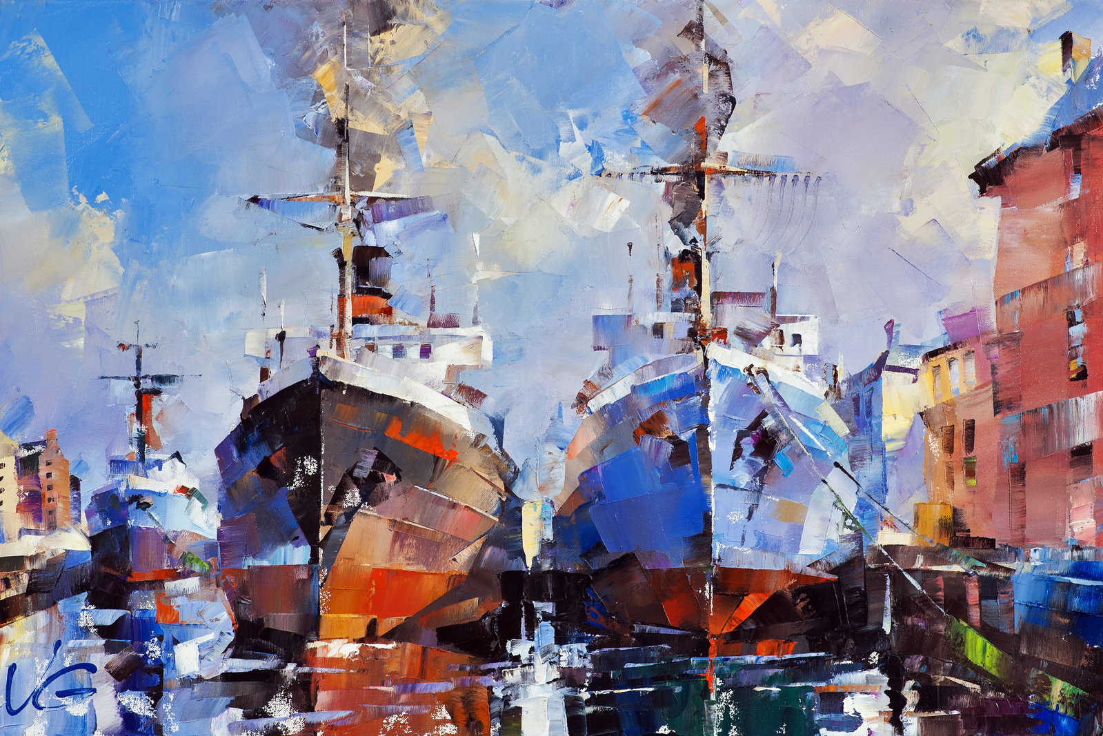 Oil painting Frosty morning Volodymyr Gluhomanyuk: 54GLUX Painter: Volodymyr Gluhomanyuk Size: 60x70 cm/23.62x27.55 inches Components: oil, canvas Original painting - series Golden age part 5 CONDITION: excellent ARTIST: Volodymyr Gluhomanyuk I was
