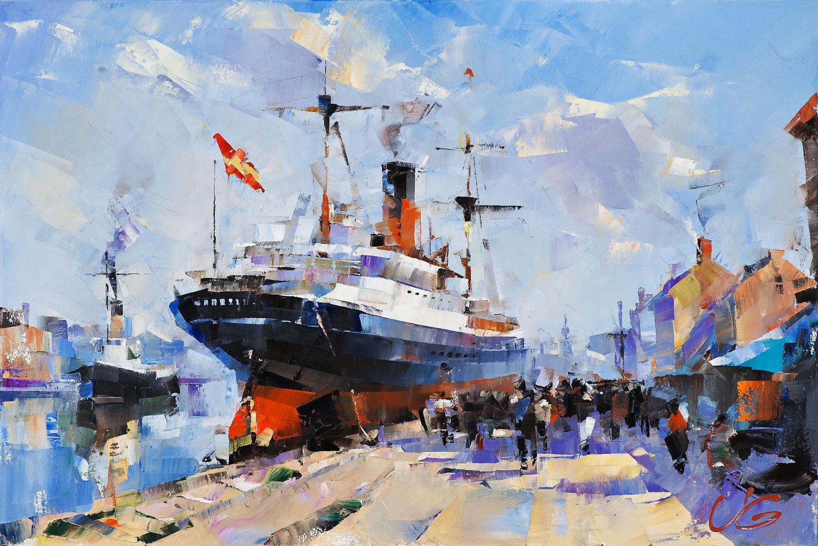Oil painting Daily hustle and bustle Volodymyr Gluhomanyuk: 60GLUX Painter: Volodymyr Gluhomanyuk Size: 60x90 cm/23.62x35.43 inches Components: oil, canvas Original painting - series Golden age part 11 CONDITION: excellent ARTIST: Volodymyr Gluhomanyuk I was b
