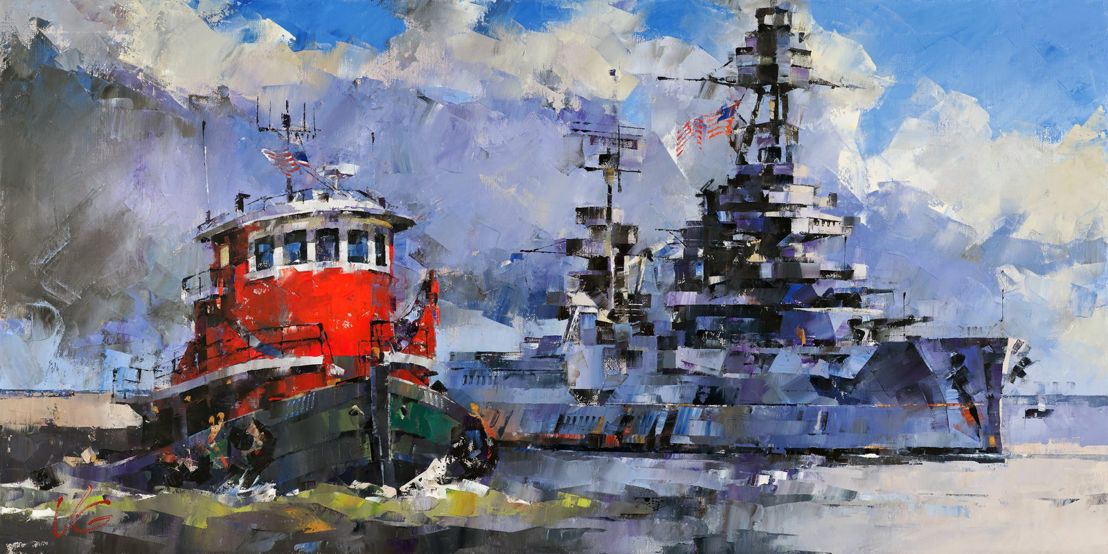 Oil painting Fearless Volodymyr Gluhomanyuk: 64GLUX Painter: Volodymyr Gluhomanyuk Size: 90x180 cm/35.43x70.86 inches Components: oil, canvas Original painting - series Golden age part 15 CONDITION: excellent ARTIST: Volodymyr Gluhomanyuk I was 