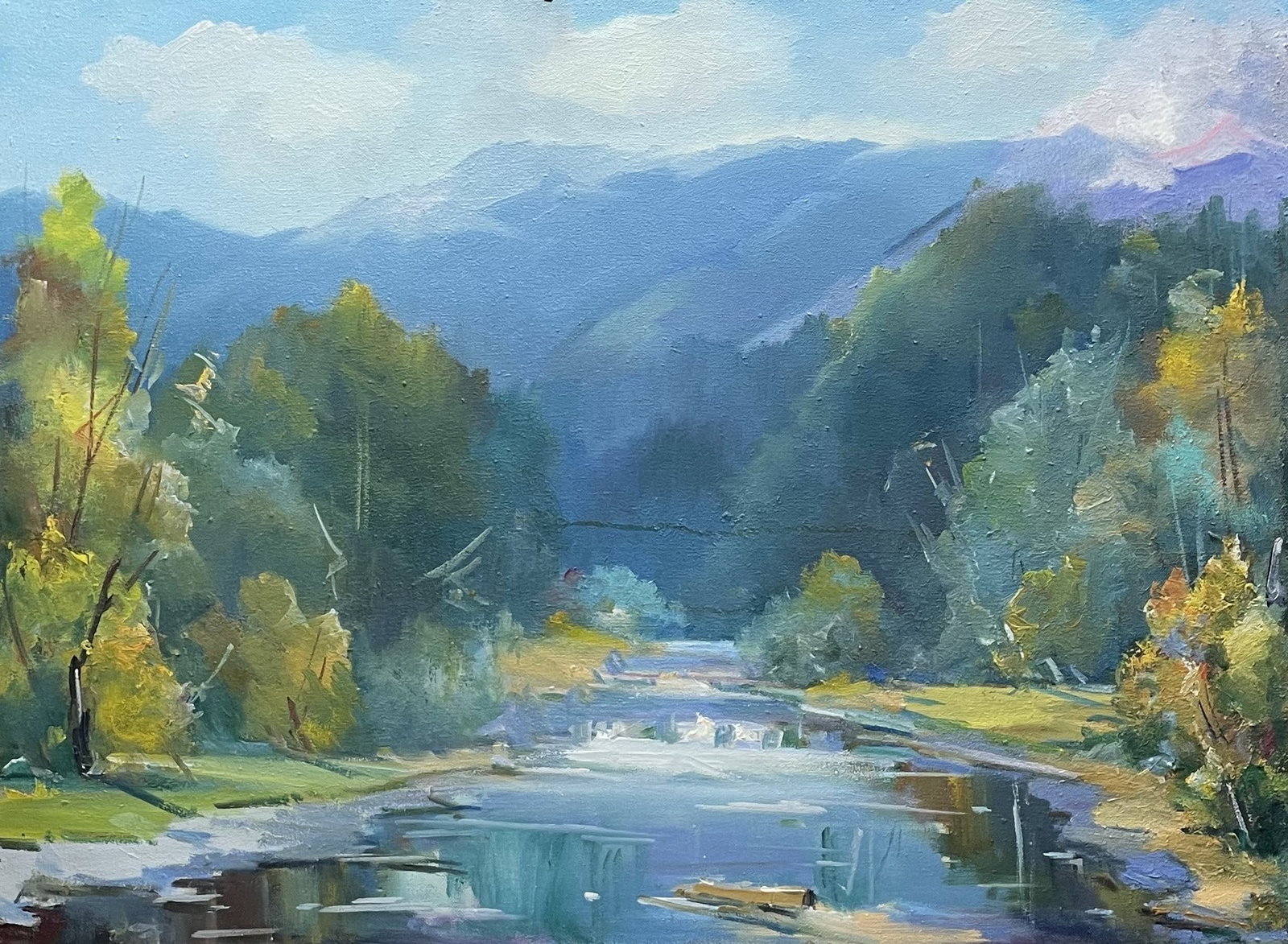 Oil painting Natural smog Ivan Romanyuk: 77ROM Painter: Ivan Romanyuk S?ze: 80x65 cm/31,4x25,5 inches Components: oil, canvas Original painting CONDITION: exellent ARTIST: A native of Ivano-Frankivsk region, he lives and works in