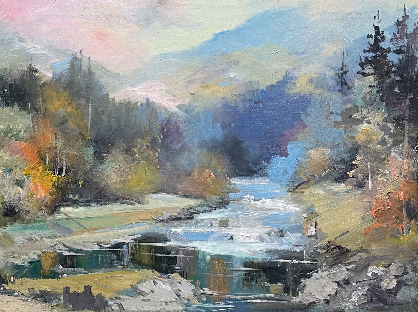 Oil painting Purple sky Ivan Romanyuk: 83ROM Painter: Ivan Romanyuk S?ze: 80x65 cm/31,4x25,5 inches Components: oil, canvas Original painting CONDITION: exellent ARTIST: A native of Ivano-Frankivsk region, he lives and works in Transcarpat