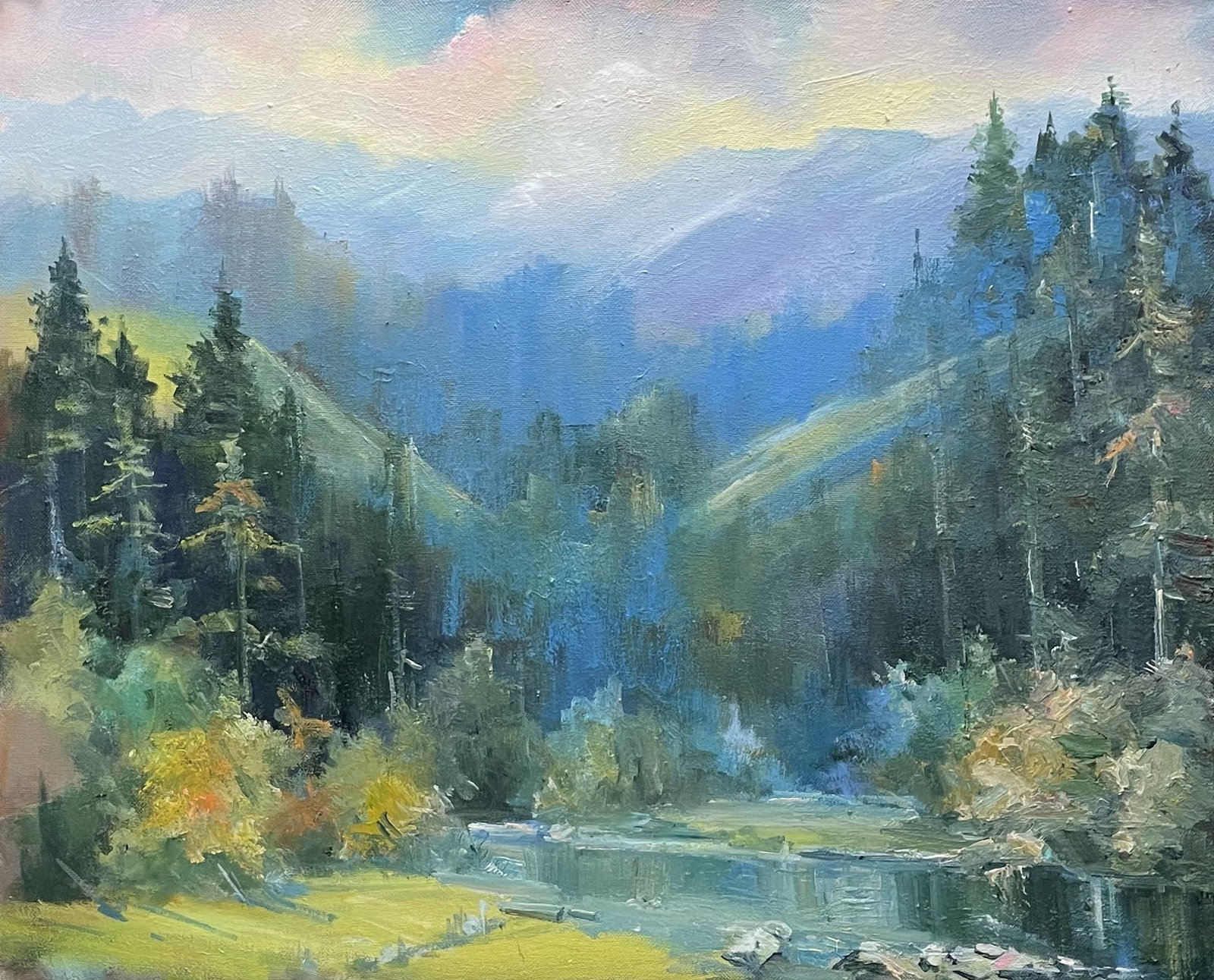 Oil painting Forest Ivan Romanyuk: 86ROM Painter: Ivan Romanyuk S?ze: 80x65 cm/31,4x25,5 inches Components: oil, canvas Original painting CONDITION: exellent ARTIST: A native of Ivano-Frankivsk region, he lives and works in