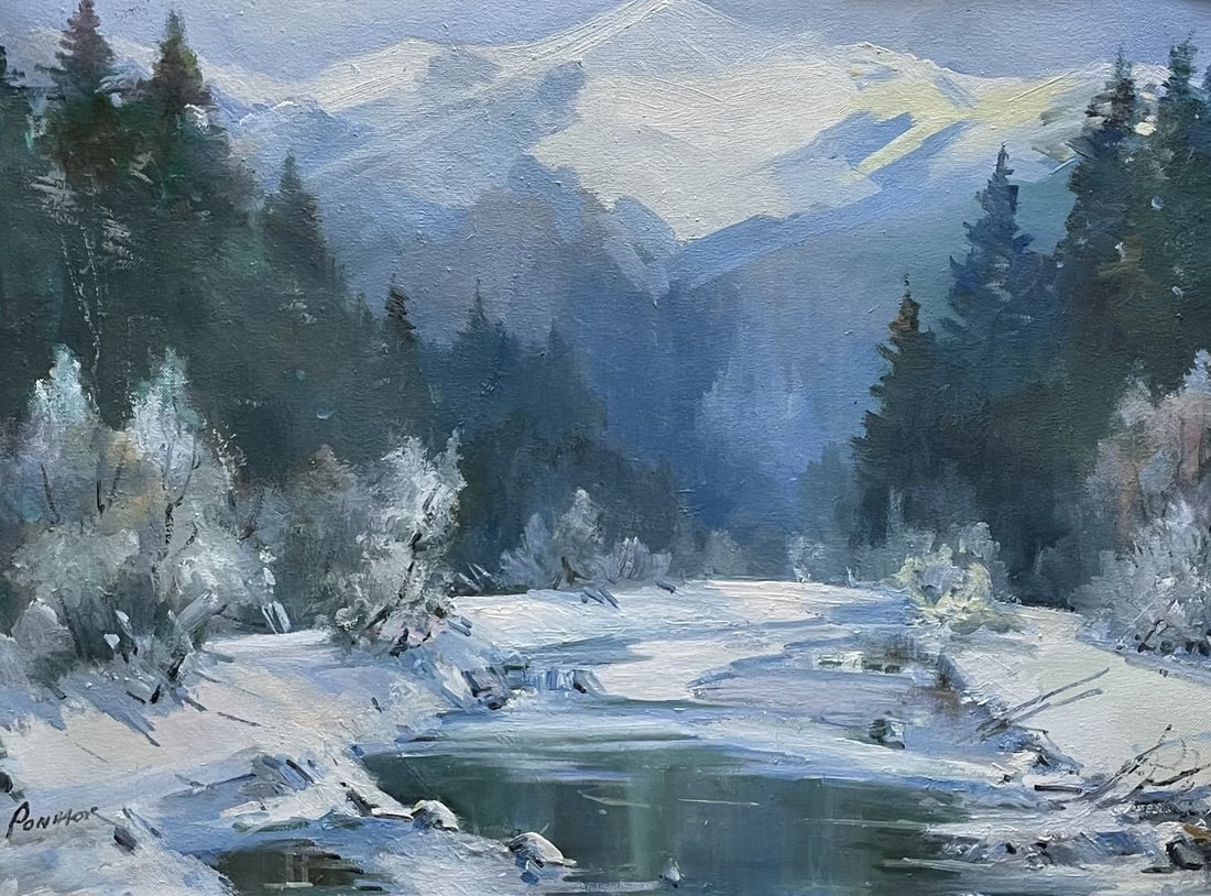 Oil painting Highest Ivan Romanyuk: 94ROM Painter: Ivan Romanyuk S?ze: 80x65 cm/31,4x25,5 inches Components: oil, canvas Original painting CONDITION: exellent ARTIST: A native of Ivano-Frankivsk region, he lives and works in