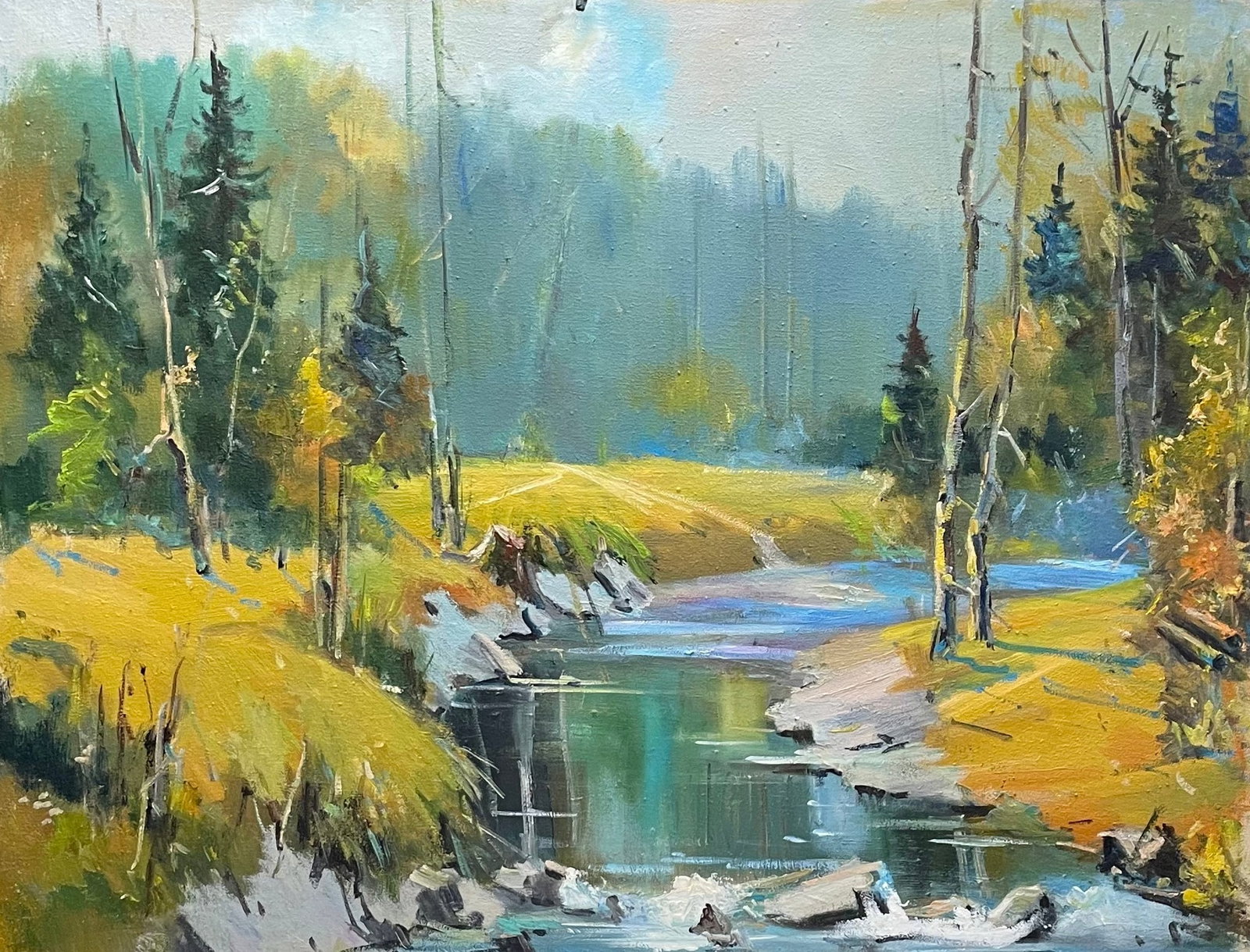 Oil painting Spring Ivan Romanyuk: 96ROM Painter: Ivan Romanyuk S?ze: 80x65 cm/31,4x25,5 inches Components: oil, canvas Original painting CONDITION: exellent ARTIST: A native of Ivano-Frankivsk region, he lives and works in Transcarpat