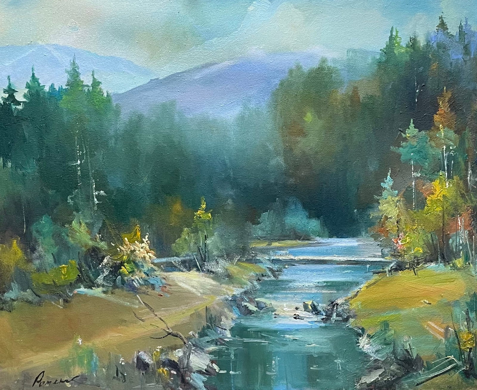 Oil painting Hoverla Ivan Romanyuk: 98ROM Painter: Ivan Romanyuk S?ze: 80x65 cm/31,4x25,5 inches Components: oil, canvas Original painting CONDITION: exellent ARTIST: A native of Ivano-Frankivsk region, he lives and works in Transcarpat