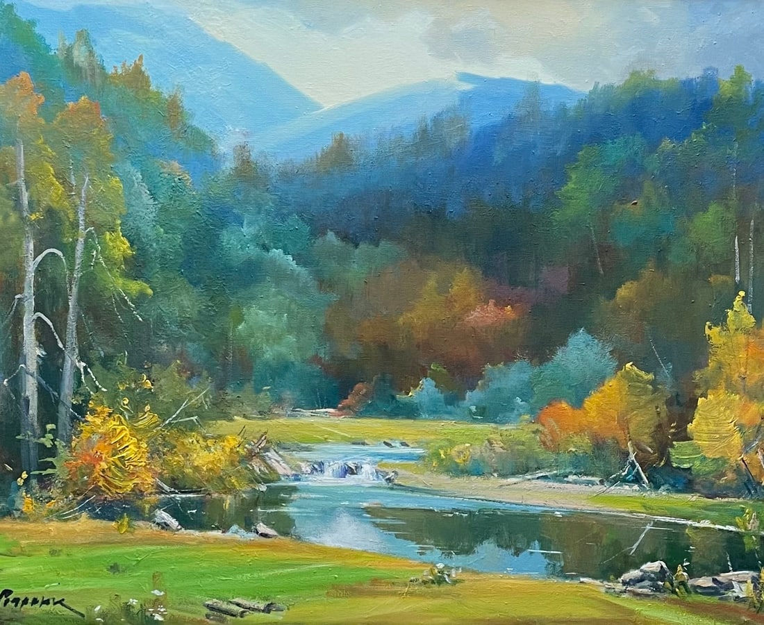 Oil painting Autumn coming Ivan Romanyuk: 100ROM Painter: Ivan Romanyuk S?ze: 80x65 cm/31,4x25,5 inches Components: oil, canvas Original painting CONDITION: exellent ARTIST: A native of Ivano-Frankivsk region, he lives and works in Transcarpa