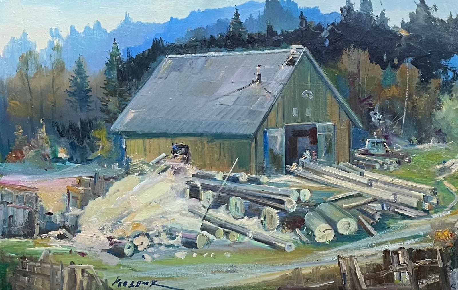Oil painting Forester's hut Ivan Romanyuk: 109ROM Painter: Ivan Romanyuk S?ze: 80x60 cm/31,4x23,6 inches Components: oil, canvas Original painting CONDITION: exellent ARTIST: A native of Ivano-Frankivsk region, he lives and works in