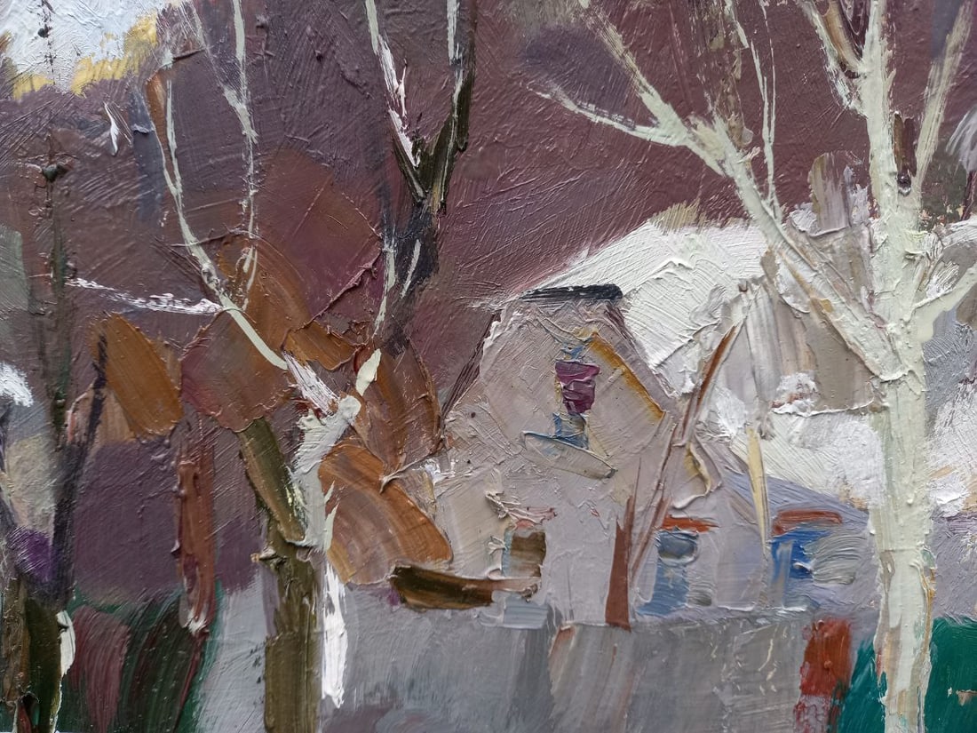 Oil painting Winter street Alex Ditriev - 5