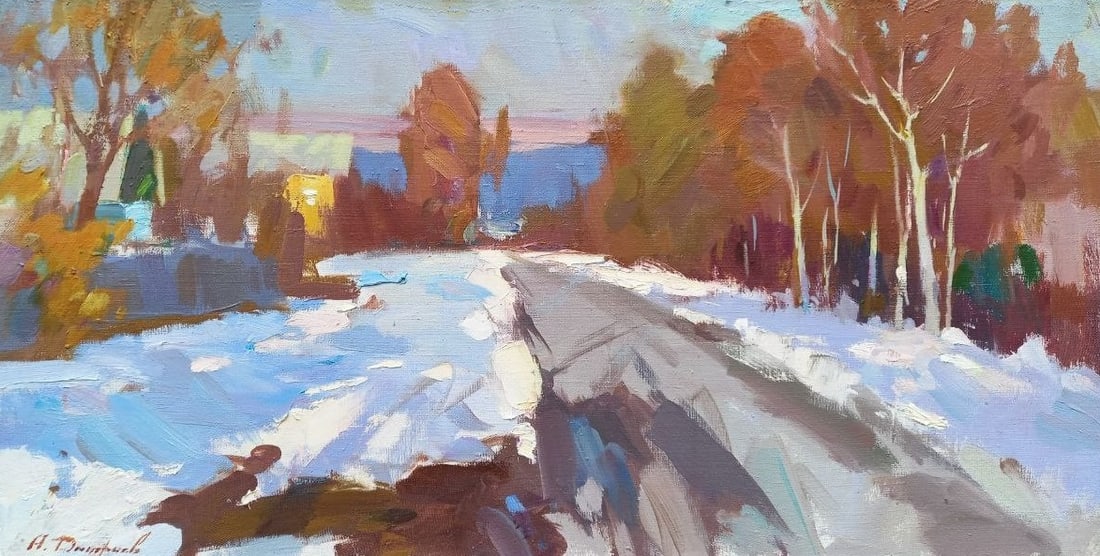 Oil painting Evening warmth Alex Ditriev: 12AD Painter: Alex Ditriev S?ze: 72x36.5 cm/28.3x14.3 inches Components: oil, canvas Original painting from our collection ERA: 2022 Short information: Alex was born on May 10, 1977 in the city of Nik