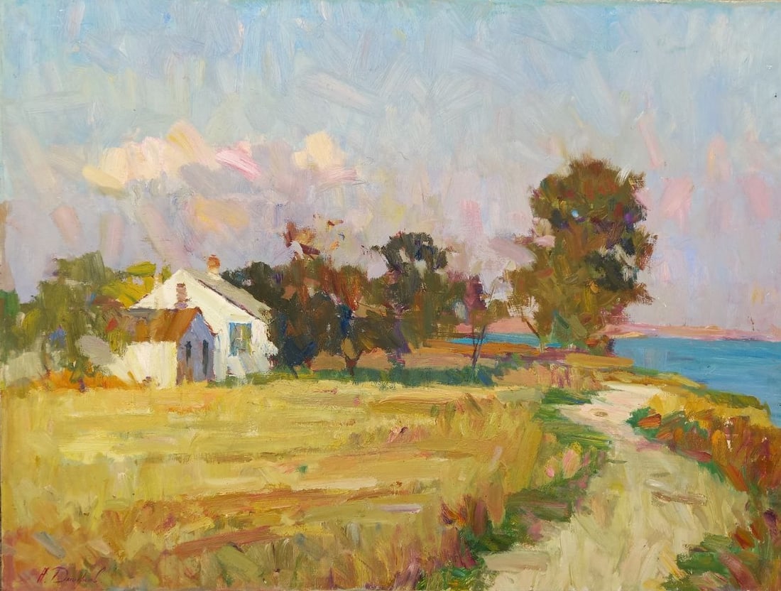 Oil painting Maryino at sunset Alex Ditriev: 56AD Painter: Alex Ditriev S?ze: 65x85 cm/25.6x33.5 inches Components: oil, canvas Original painting from our collection ERA: Short information: Alex was born on May 10, 1977 in the city of Nikolaev. 