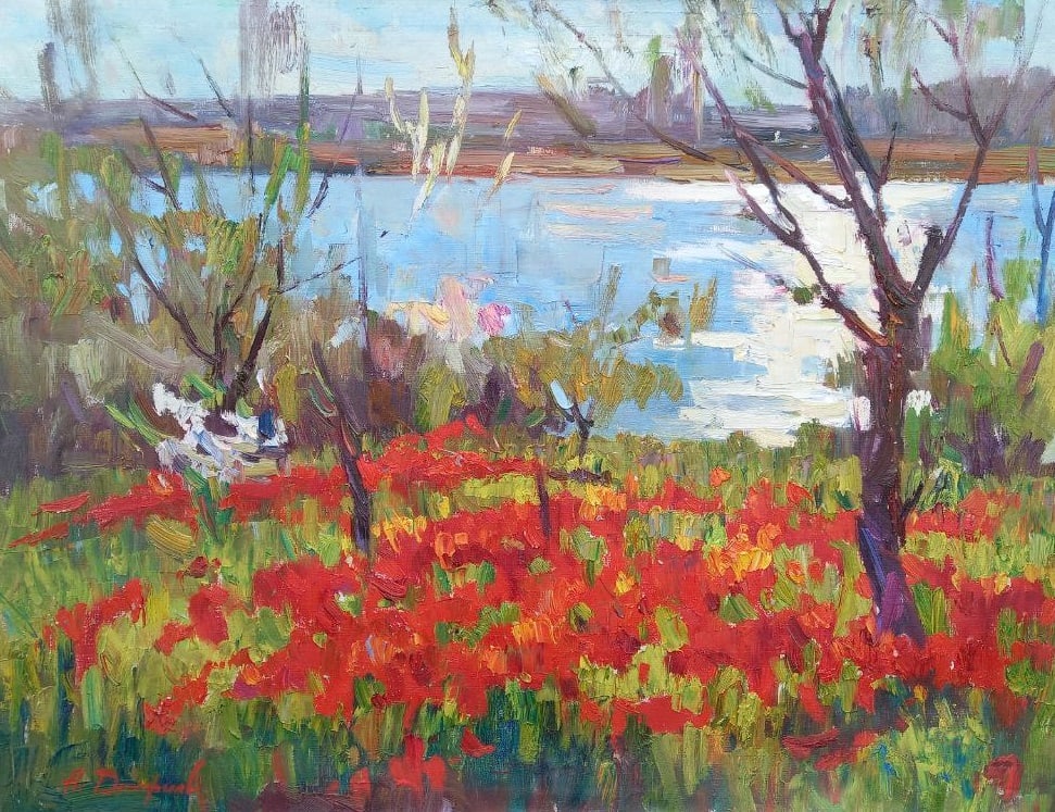 Oil painting Southern tulips Alex Ditriev: 81AD Painter: Alex Ditriev S?ze: 60x80 cm/23.6x31.5 inches Components: oil, canvas Original painting from our collection ERA: Short information: Alex was born on May 10, 1977 in the city of Nikolaev. 