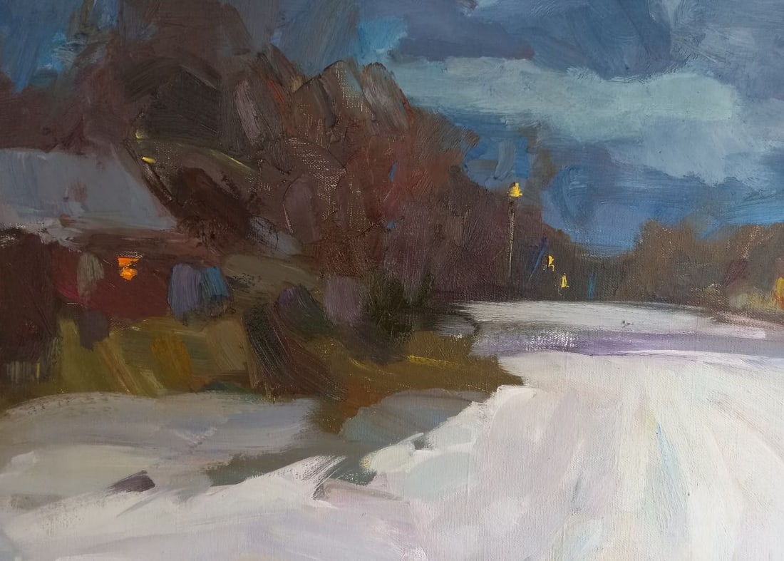Oil painting Winter evening Alex Ditriev - 3