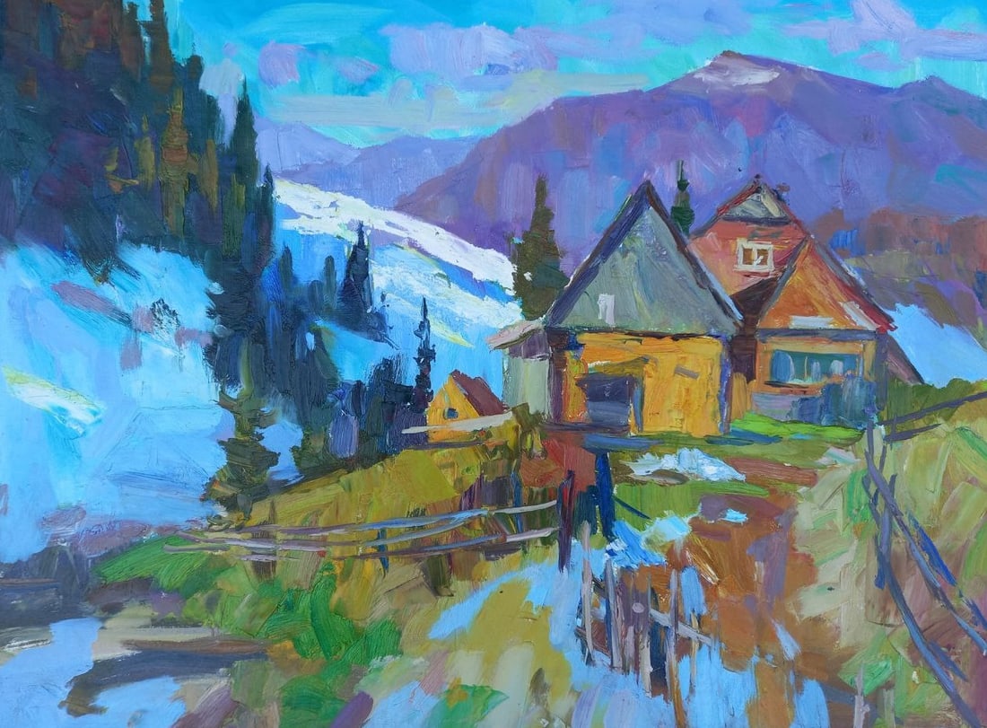 Oil painting Carpathian corner Alex Ditriev: 145AD Painter: Alex Ditriev S?ze: 74x54 cm/ 29.1x21.3 inches Components: oil, canvas Original painting from our collection ERA: Short information: Alex was born on May 10, 1977 in the city of Nikolaev