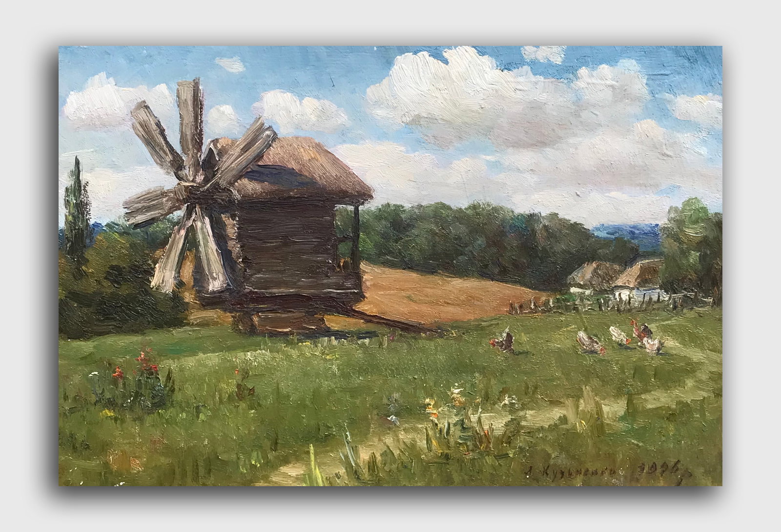 Oil painting In Pyrogovo Leonid Kuzmenko: 03Kuzm Painter: Leonid Kuzmenko S?ze: 30x43,5 cm/11,81x17,12 inches Components: oil, cardboard Original painting from our collection ERA: 1996 Short information: Leonid Kuzmenko was born in 1956 in th