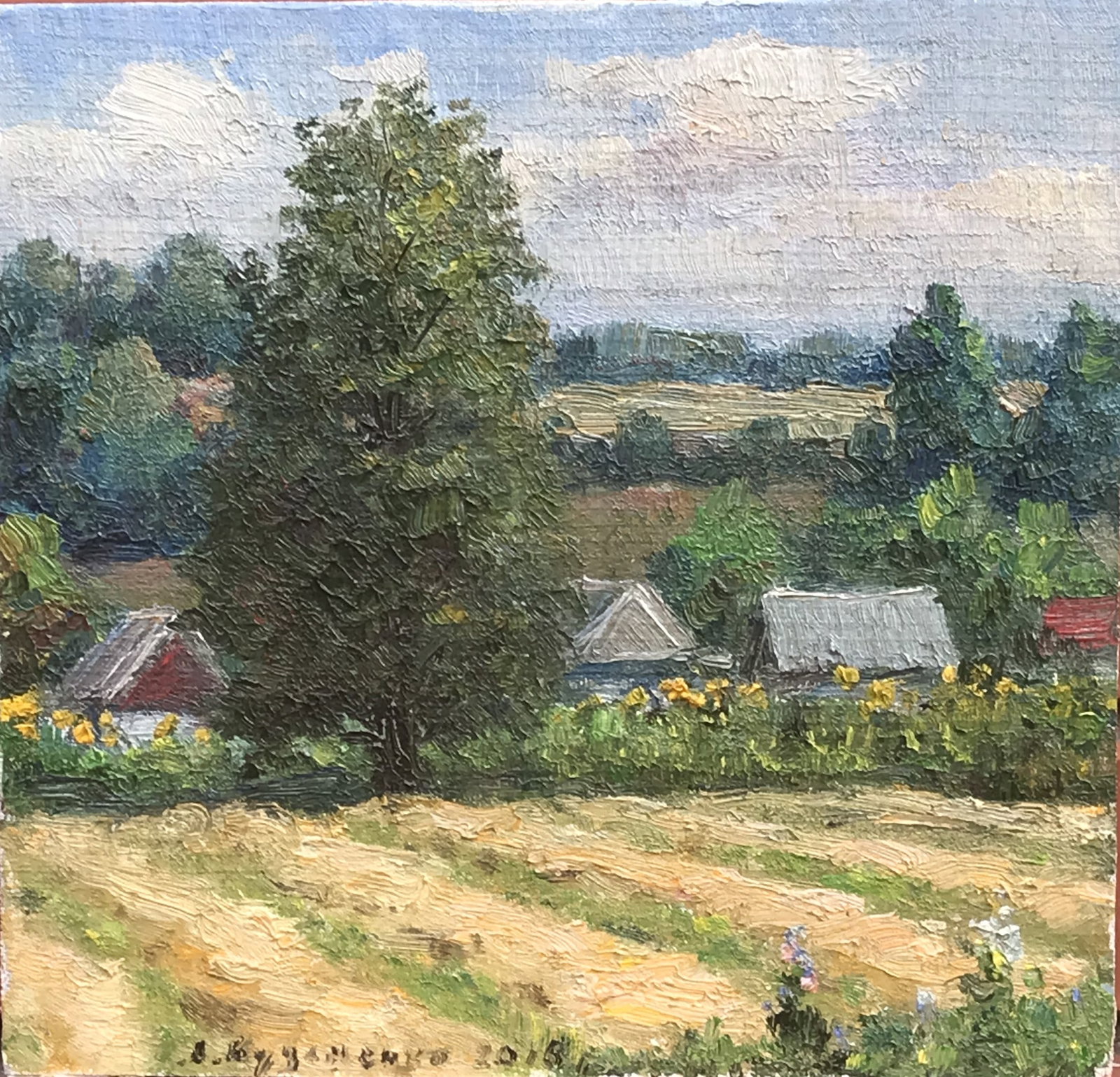 Oil painting Etude Leonid Kuzmenko: 33Kuzm Painter: Leonid Kuzmenko S?ze: 24,5x25,5cm/9,64x10,04 inches Components: oil, canvas, cardboard Original painting from our collection ERA: 2015 Short information: Leonid Kuzmenko was born in 19